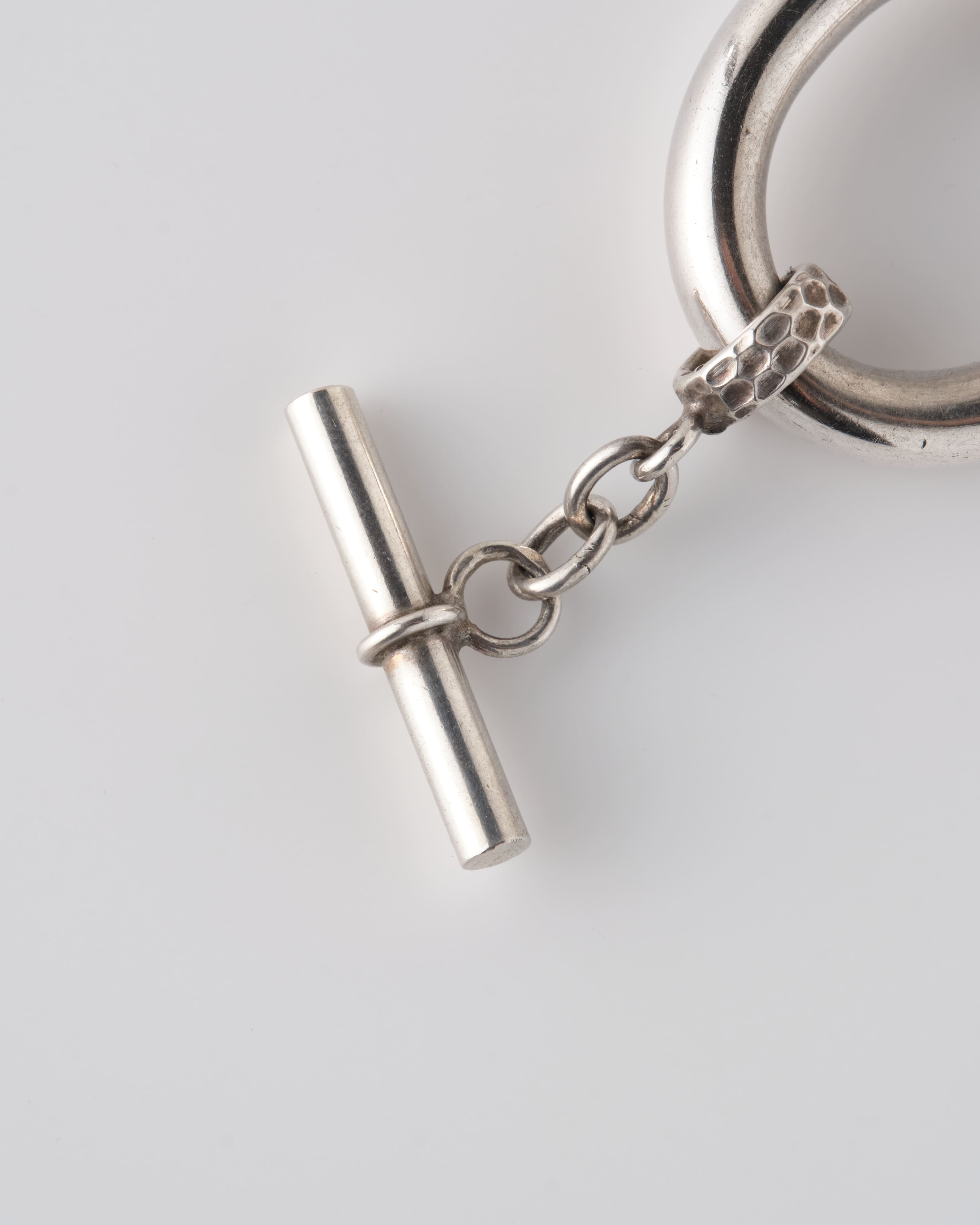 【~60's】French Vintage Silver 800 Toggle Clasp Large Oval Link Bracelet