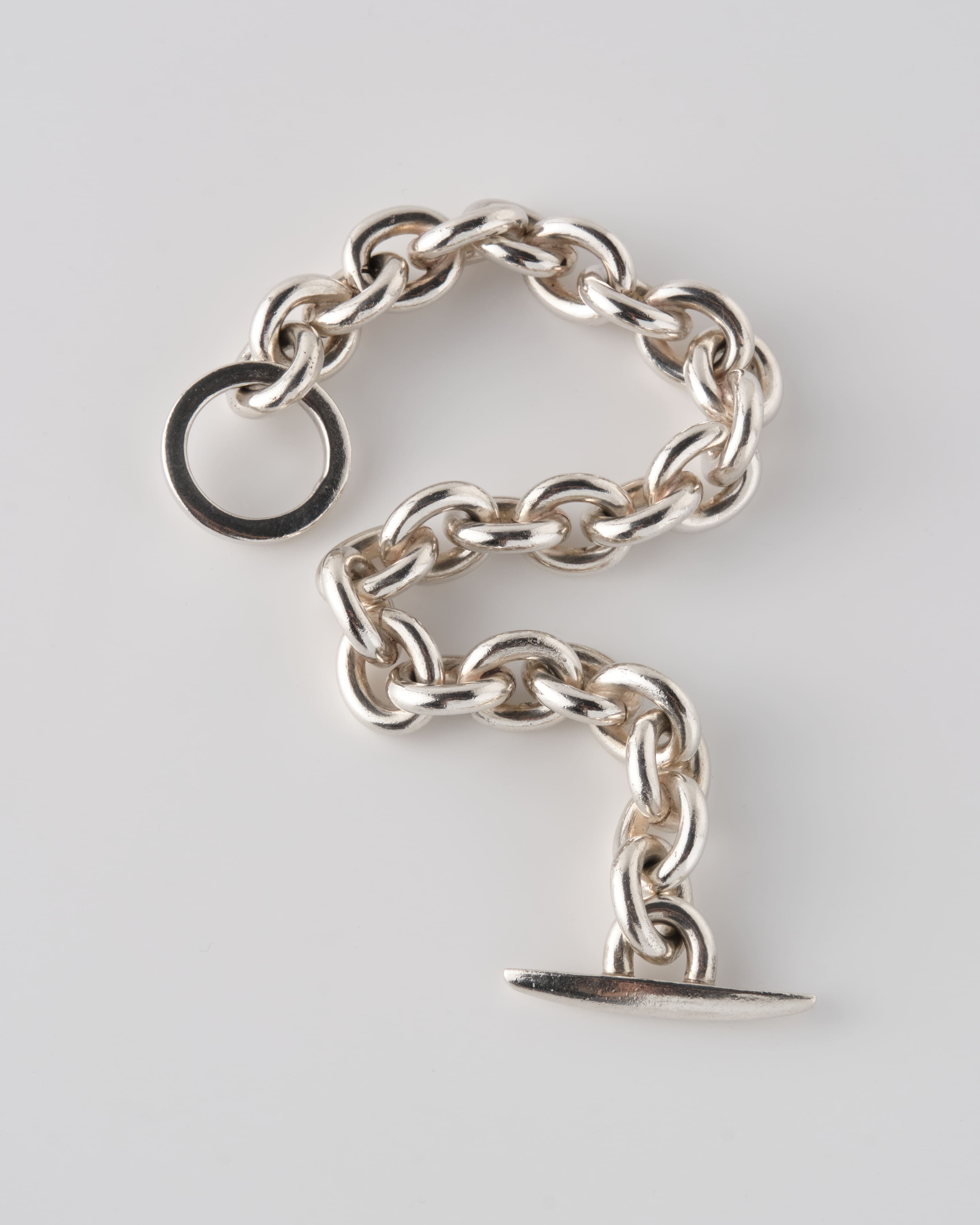 【~80's】Danish Vintage Silver 925 Toggle Clasp Anchor Chain Bracelet "S. V. Glymers Eftf"
