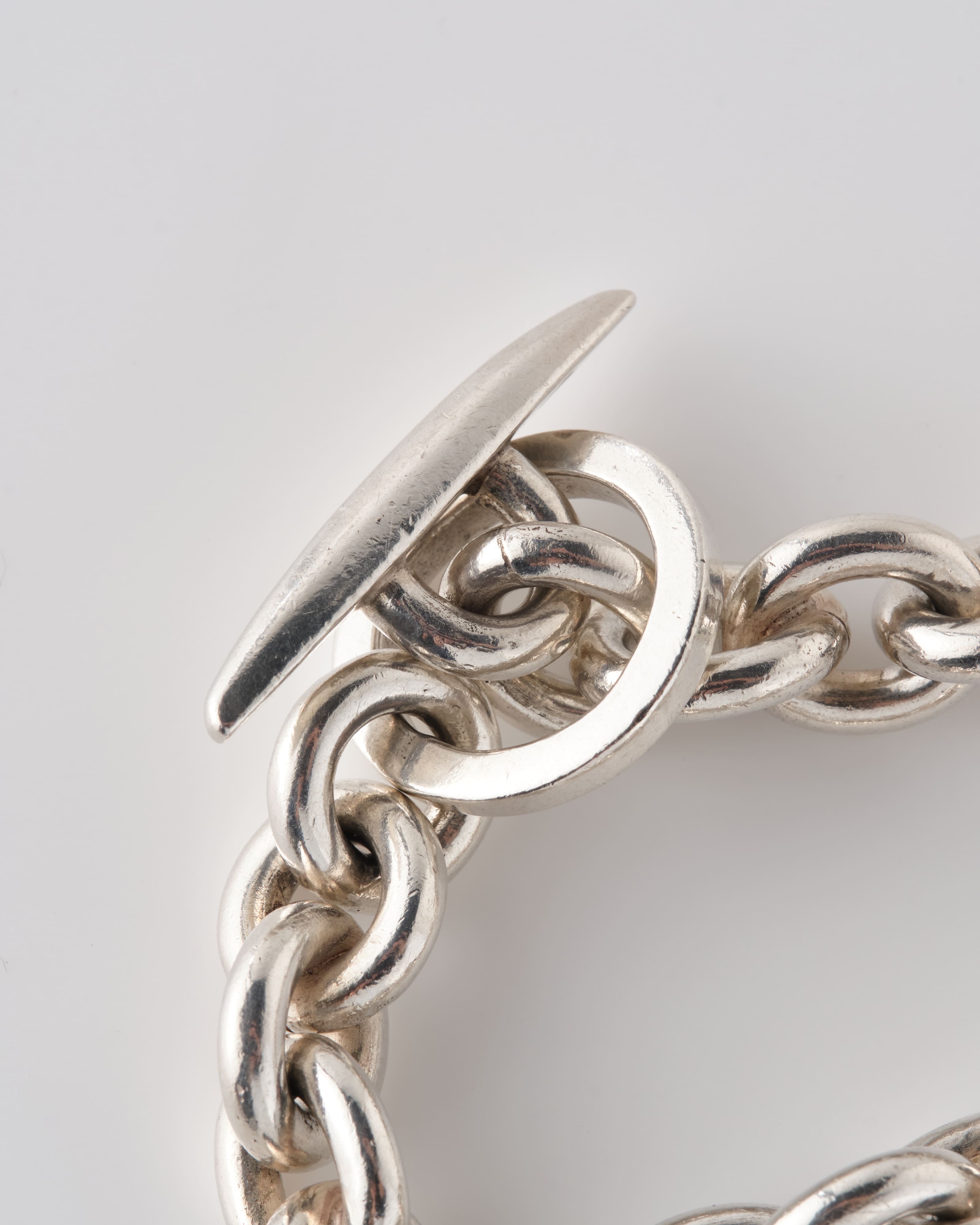 【~80's】Danish Vintage Silver 925 Toggle Clasp Anchor Chain Bracelet "S. V. Glymers Eftf"