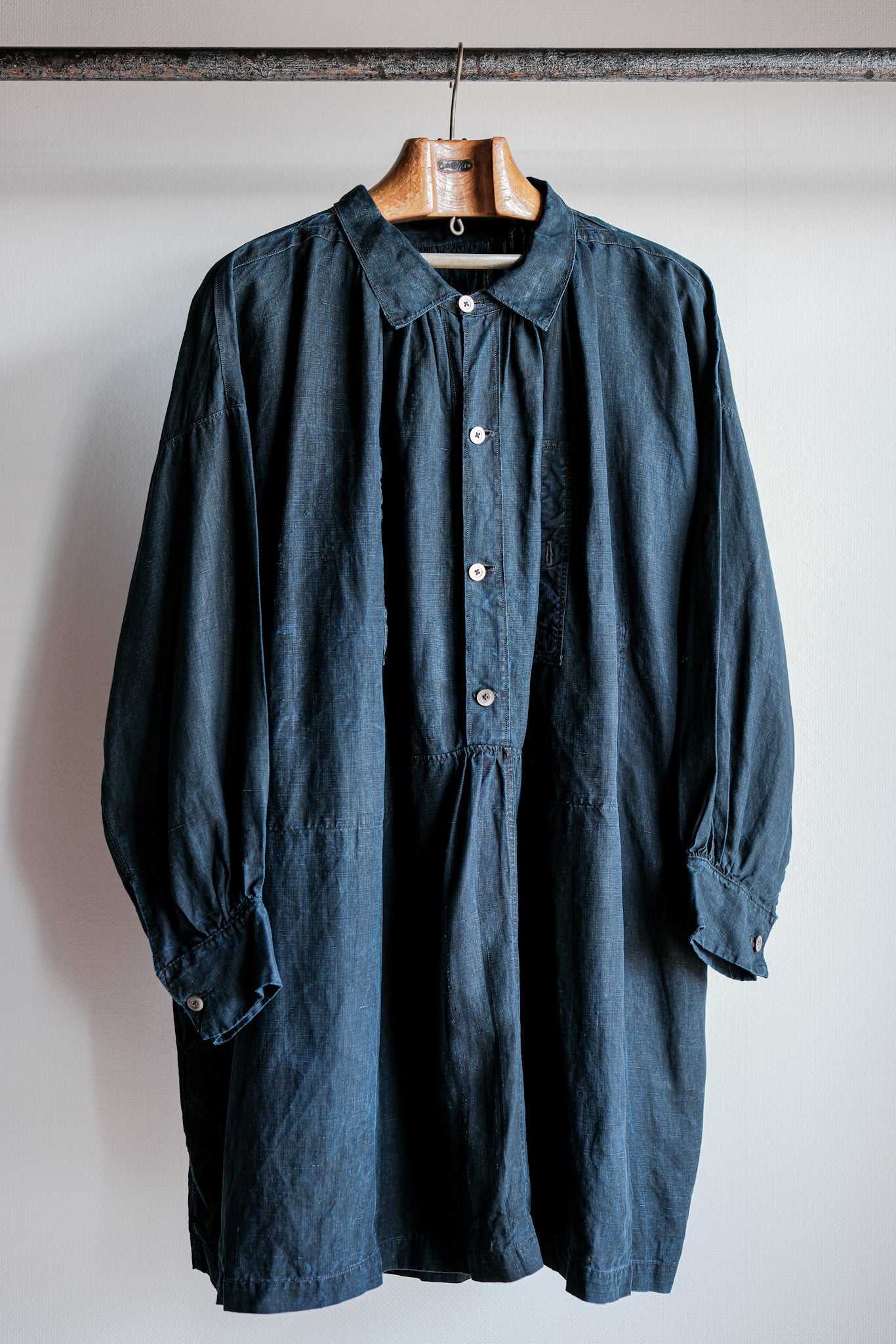 Early 20th C】French Antique Indigo Linen Smock 