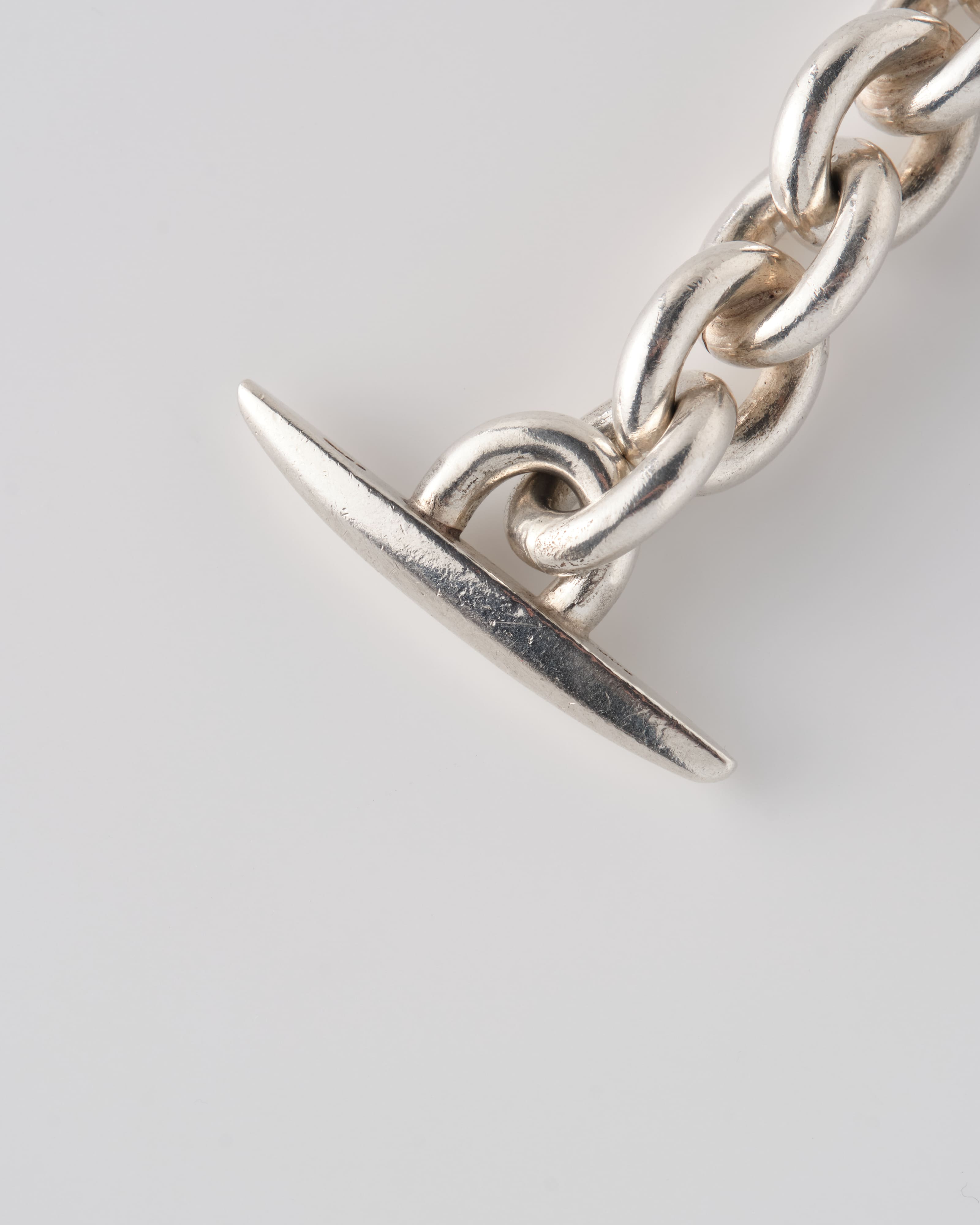 【~80's】Danish Vintage Silver 925 Toggle Clasp Anchor Chain Bracelet "S. V. Glymers Eftf"