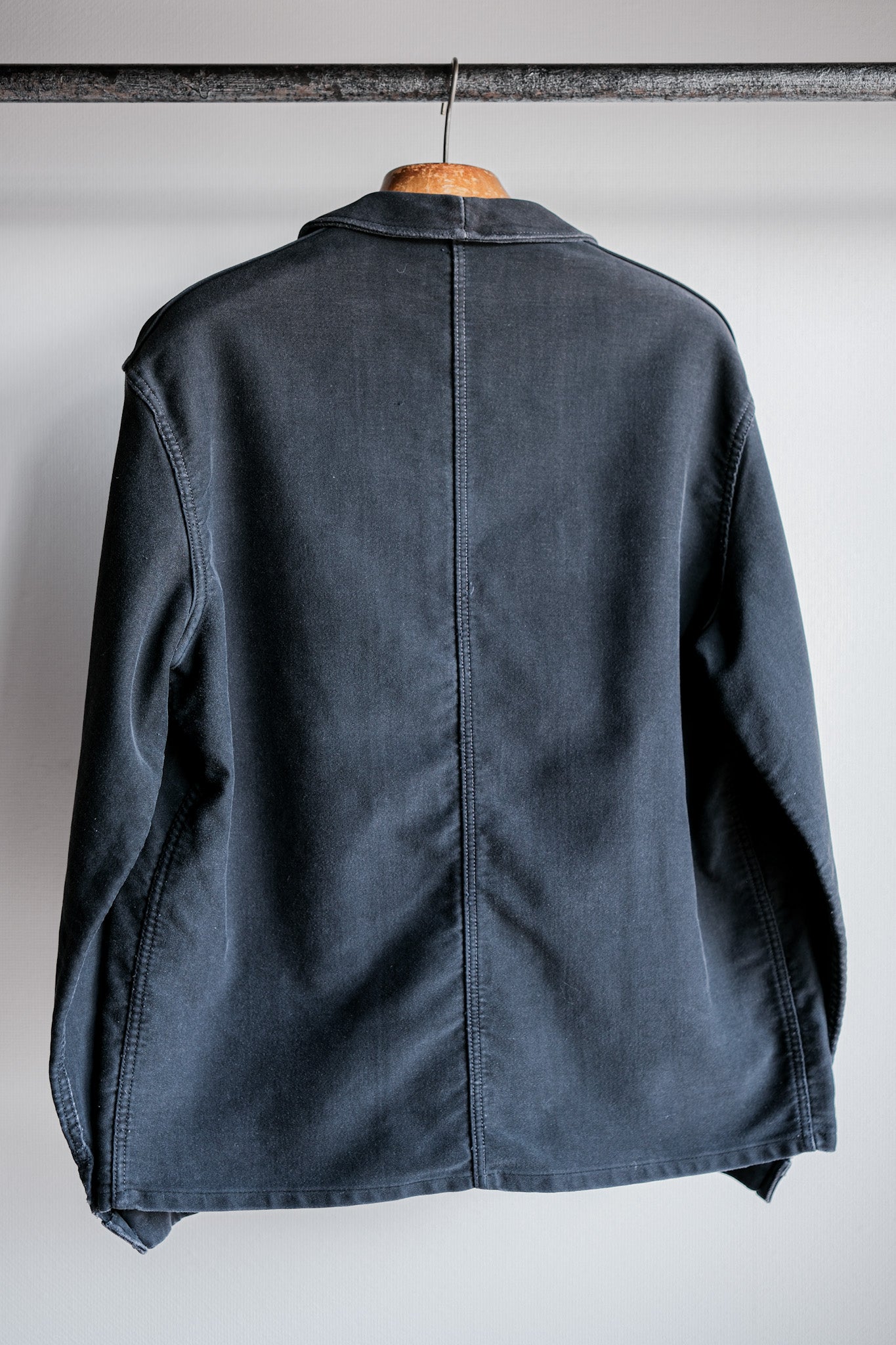 50's】French Vintage Black Moleskin Work Jacket 