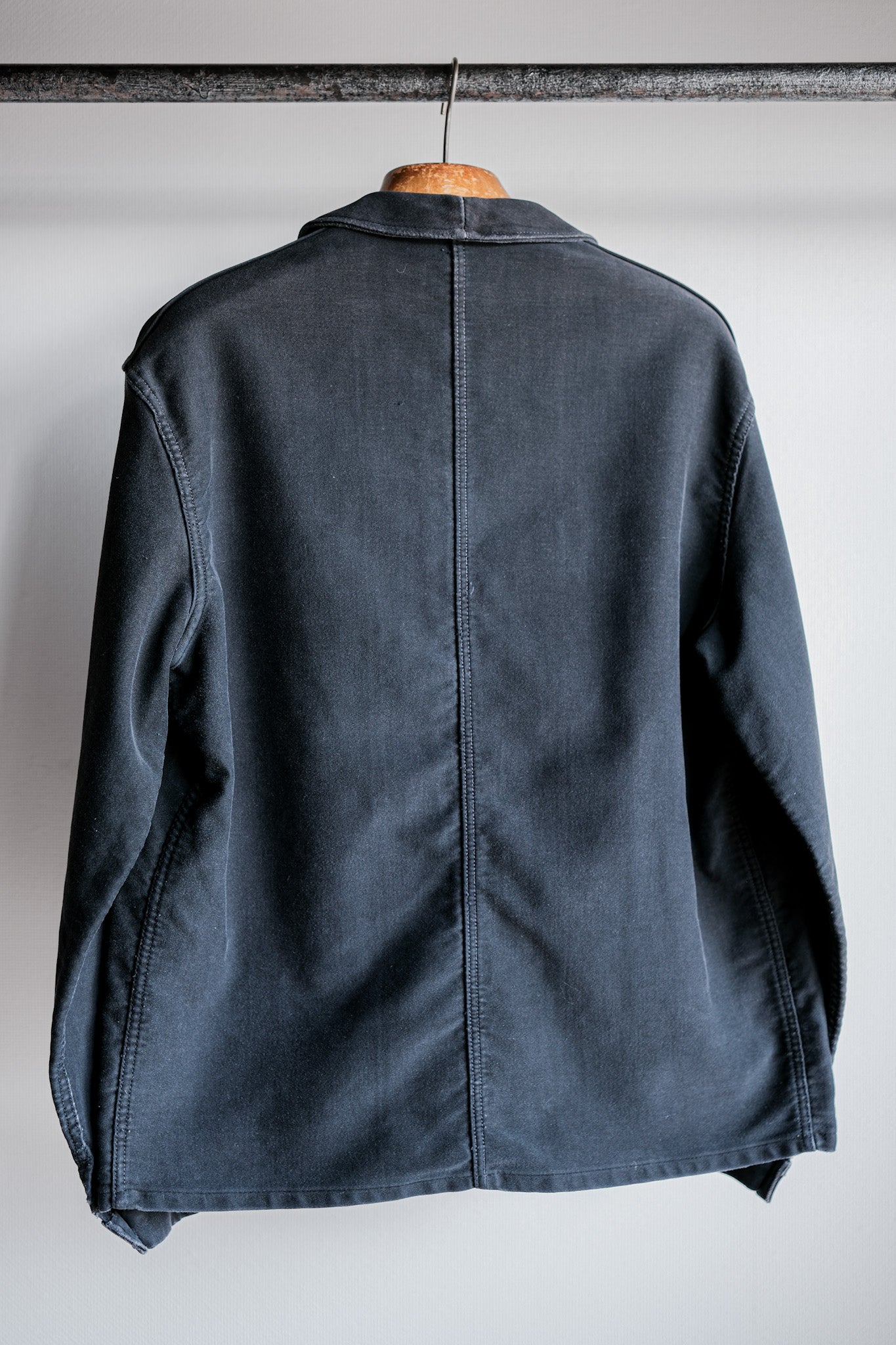 [~ 50's] French Vintage Black Moleskin Work Jacket "Adolphe Lafont"