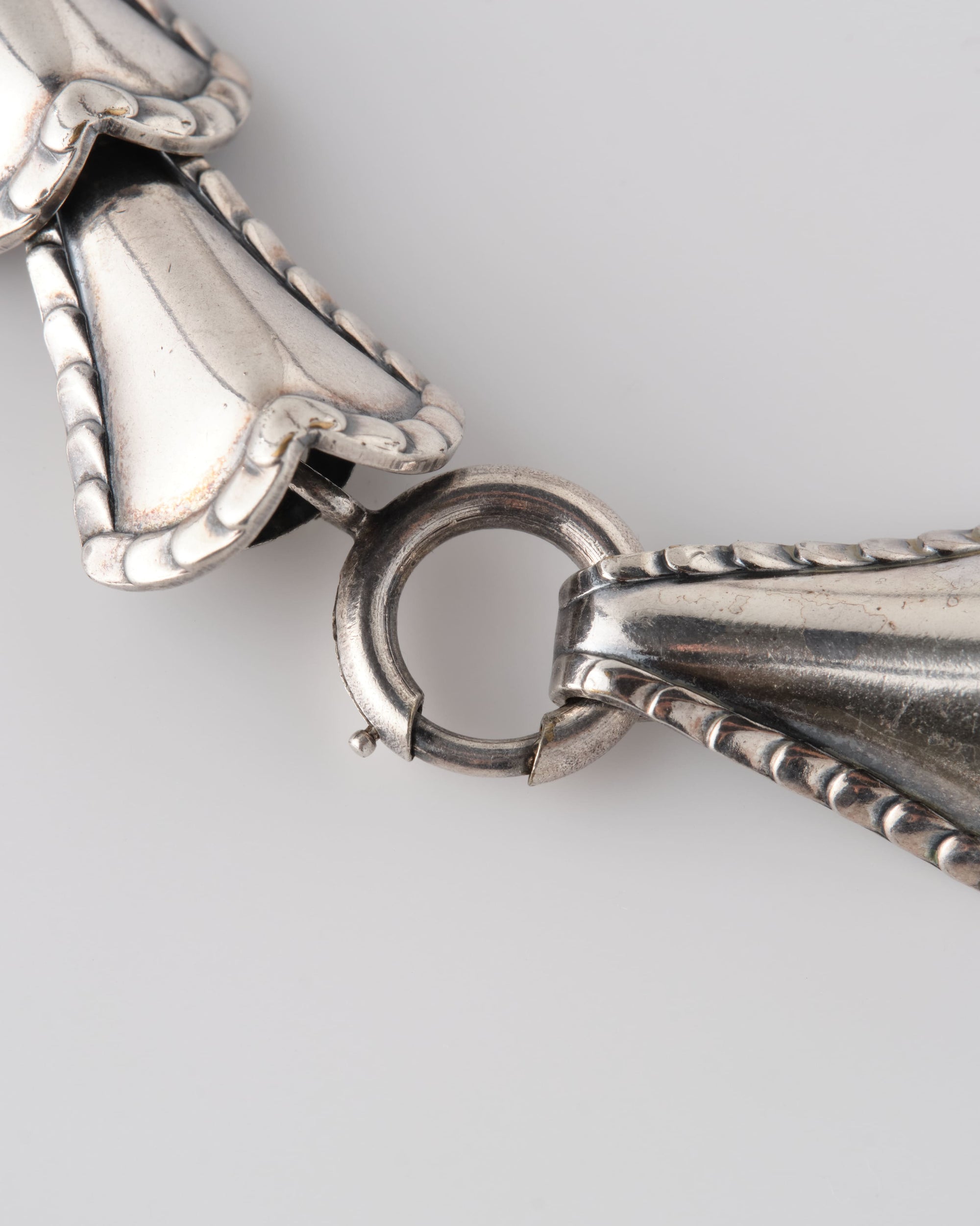 【~50's】American Vintage Silver Rope Edge Shell Link Necklace "NAPIER"