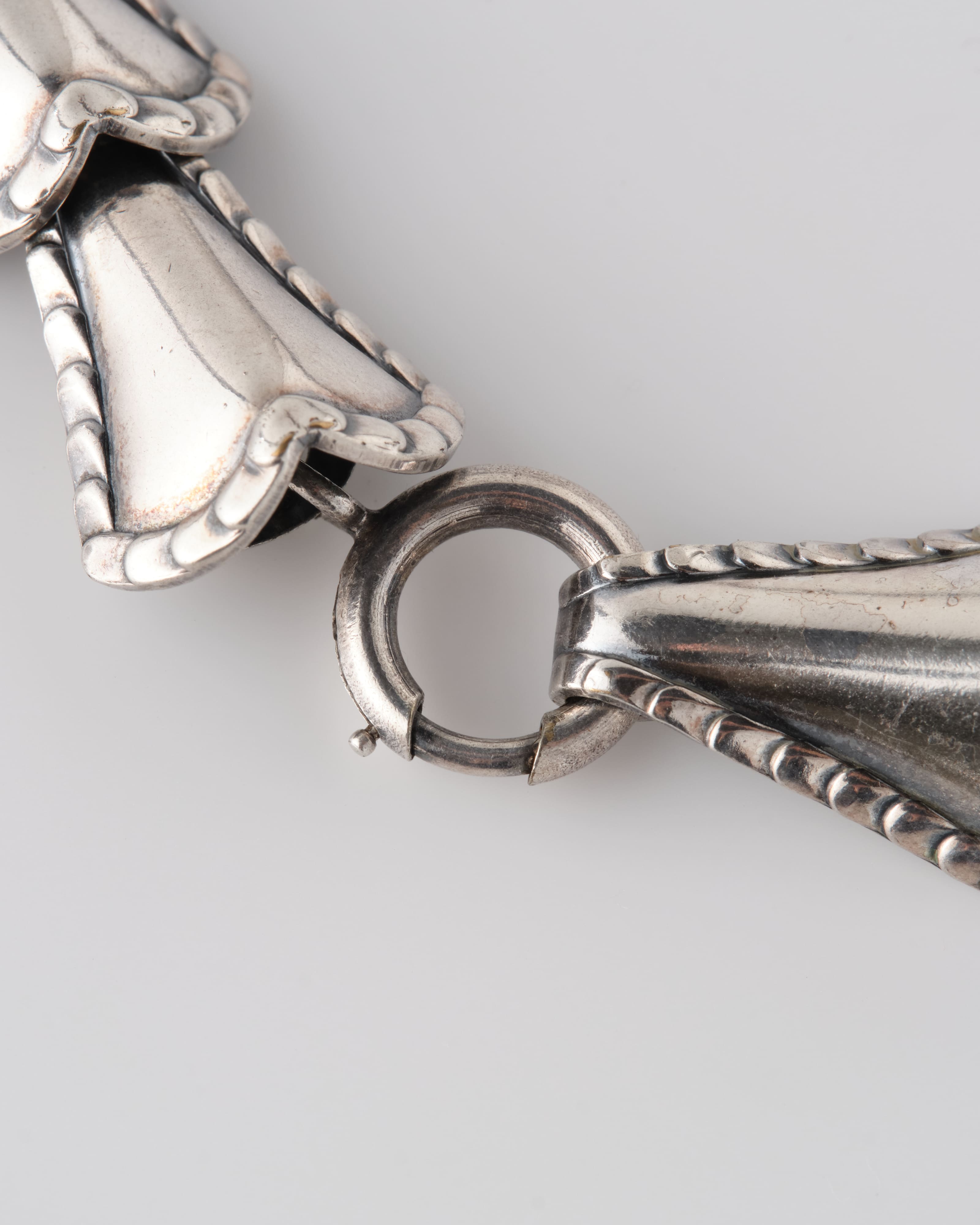 [~50's] American Vintage Silver Rope Edge Shell Link Necklace "NAPIER"