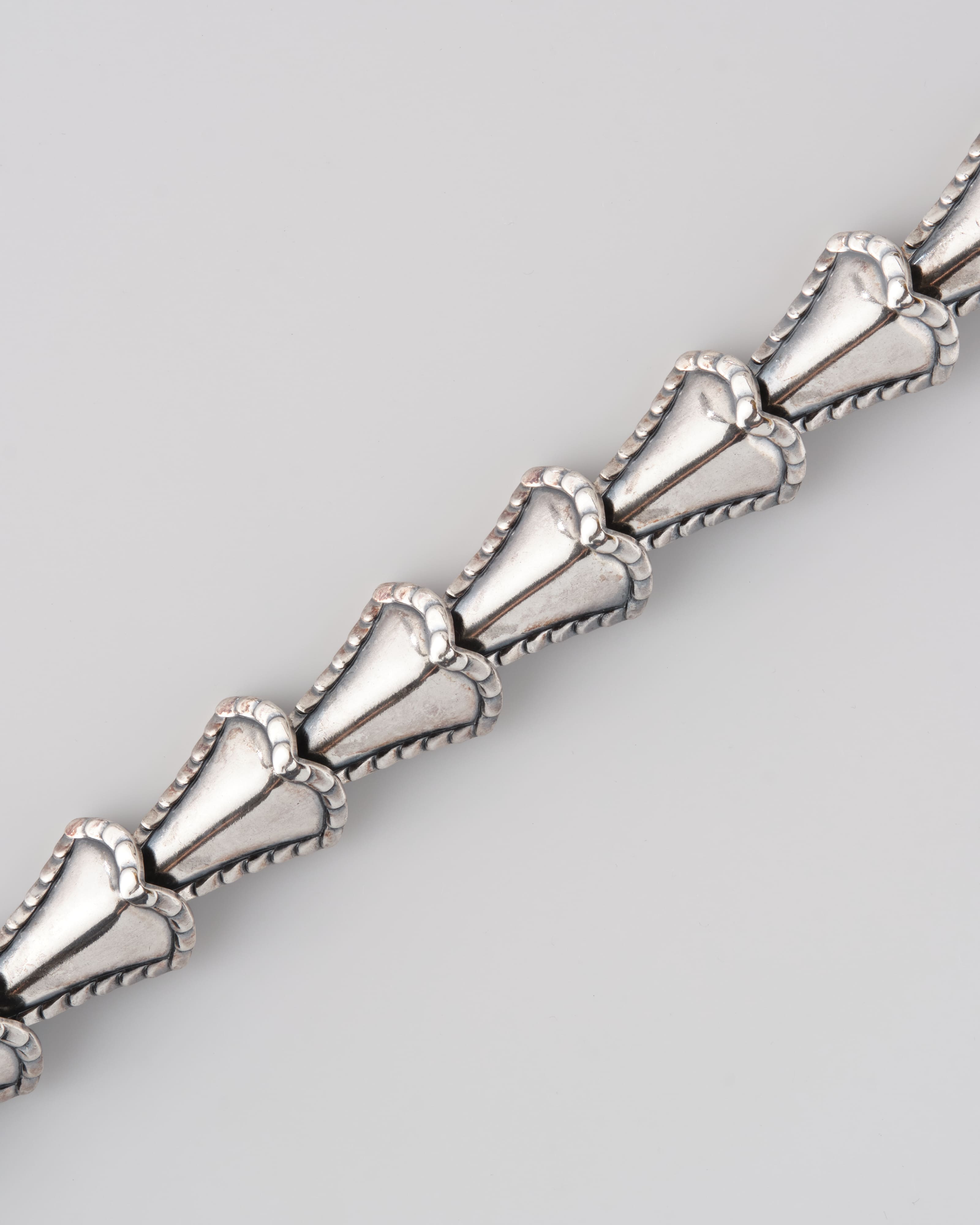 [~50's] American Vintage Silver Rope Edge Shell Link Necklace "NAPIER"