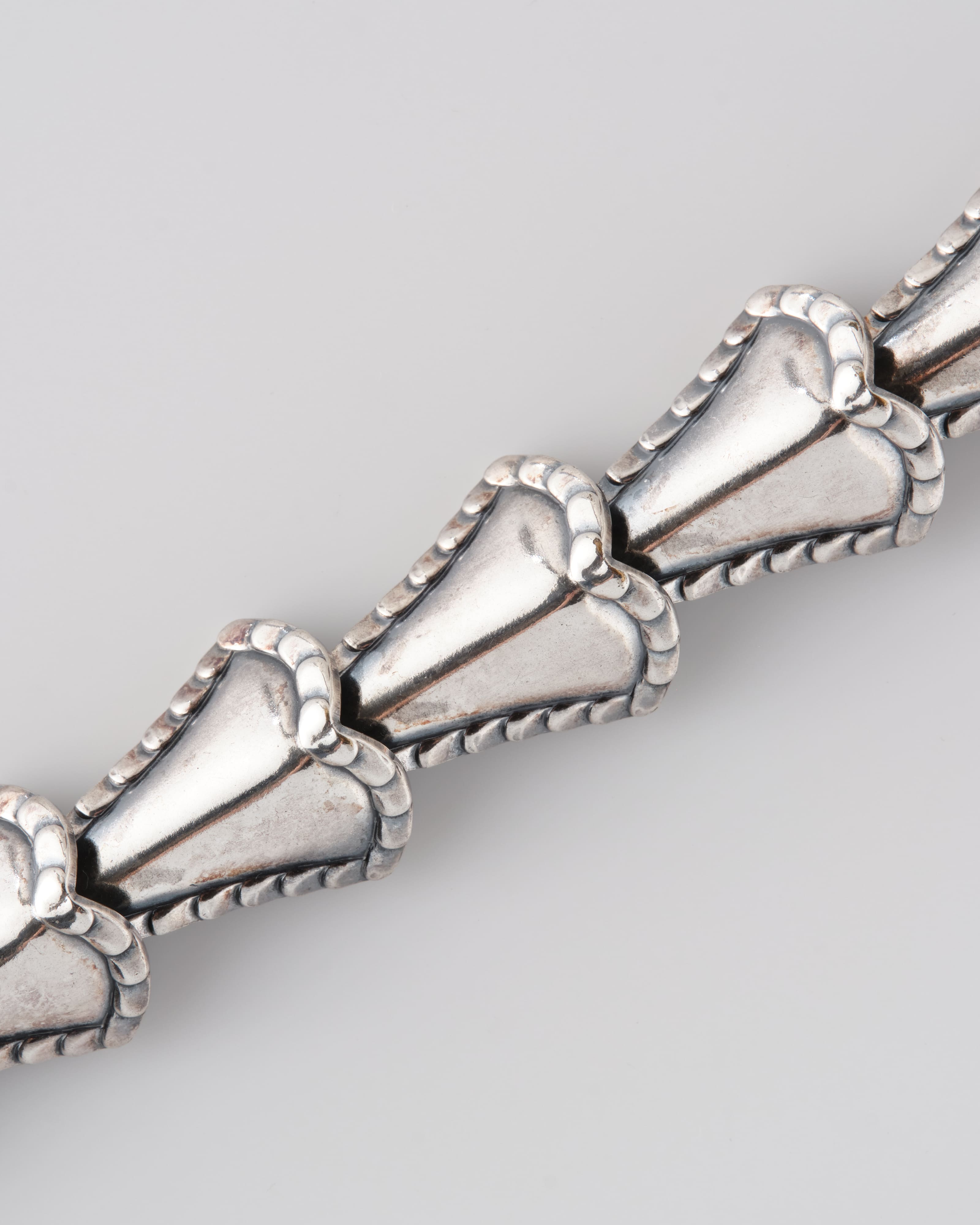 [~50's] American Vintage Silver Rope Edge Shell Link Necklace "NAPIER"