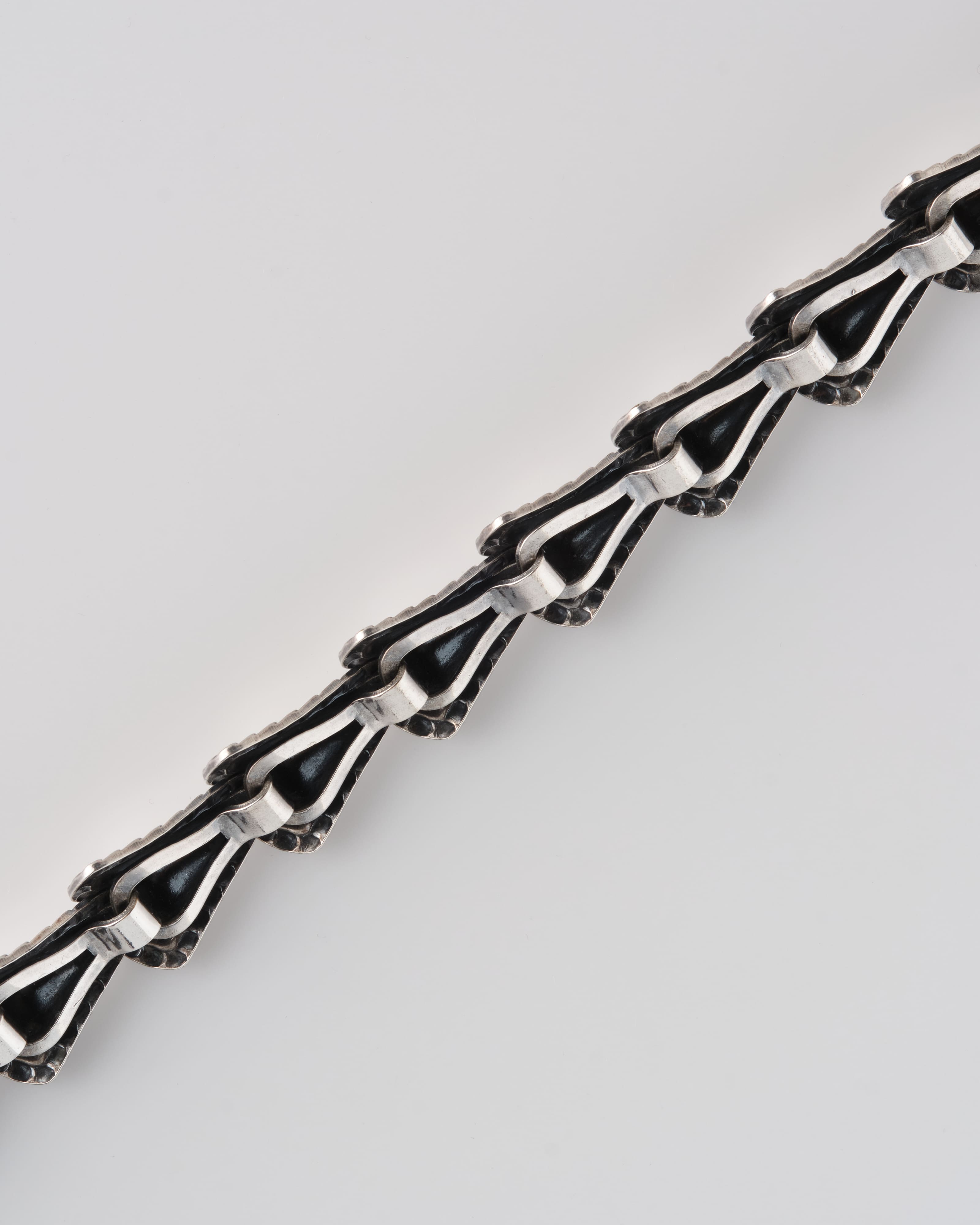 [~50's] American Vintage Silver Rope Edge Shell Link Necklace "NAPIER"