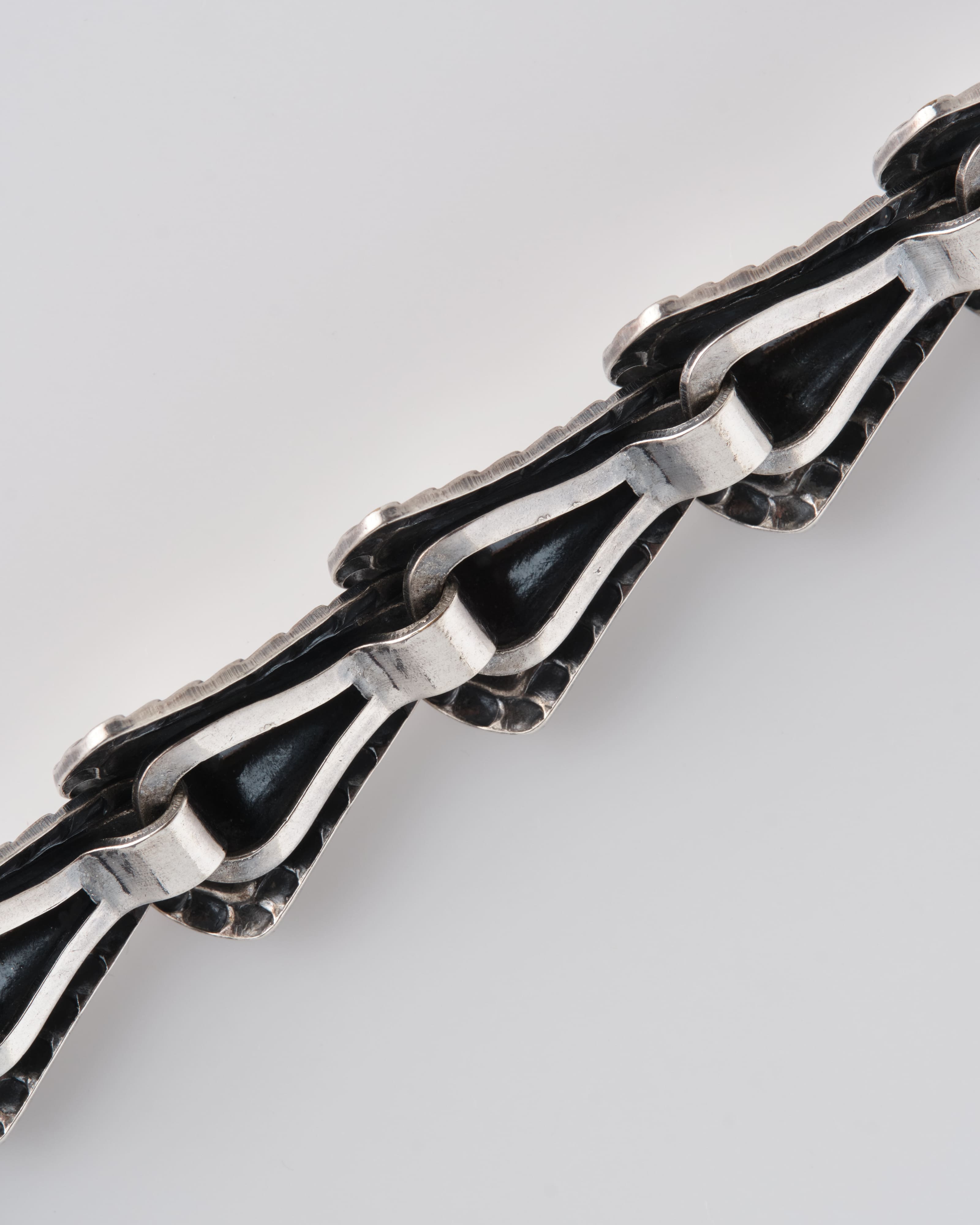 [~50's] American Vintage Silver Rope Edge Shell Link Necklace "NAPIER"