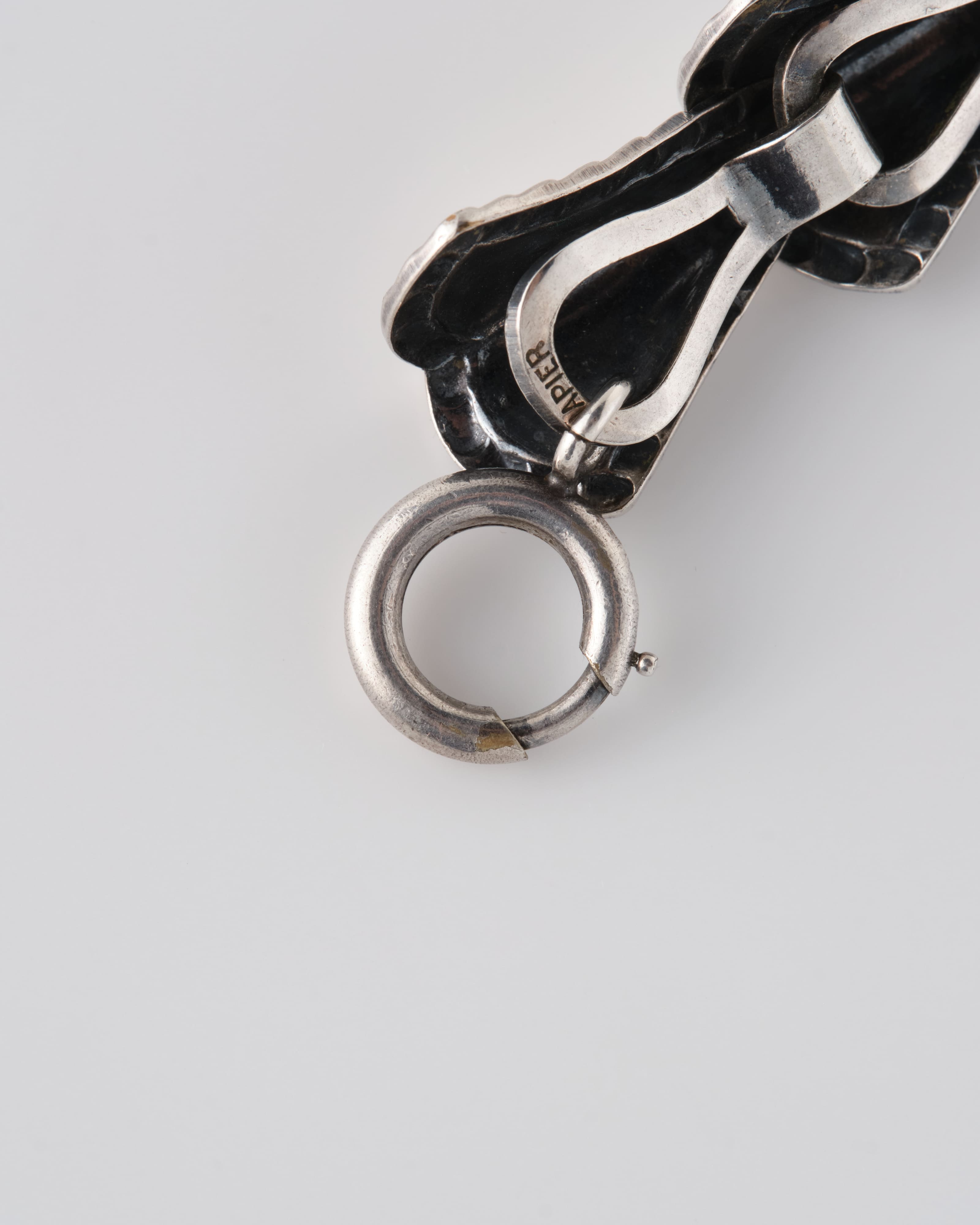 [~50's] American Vintage Silver Rope Edge Shell Link Necklace "NAPIER"