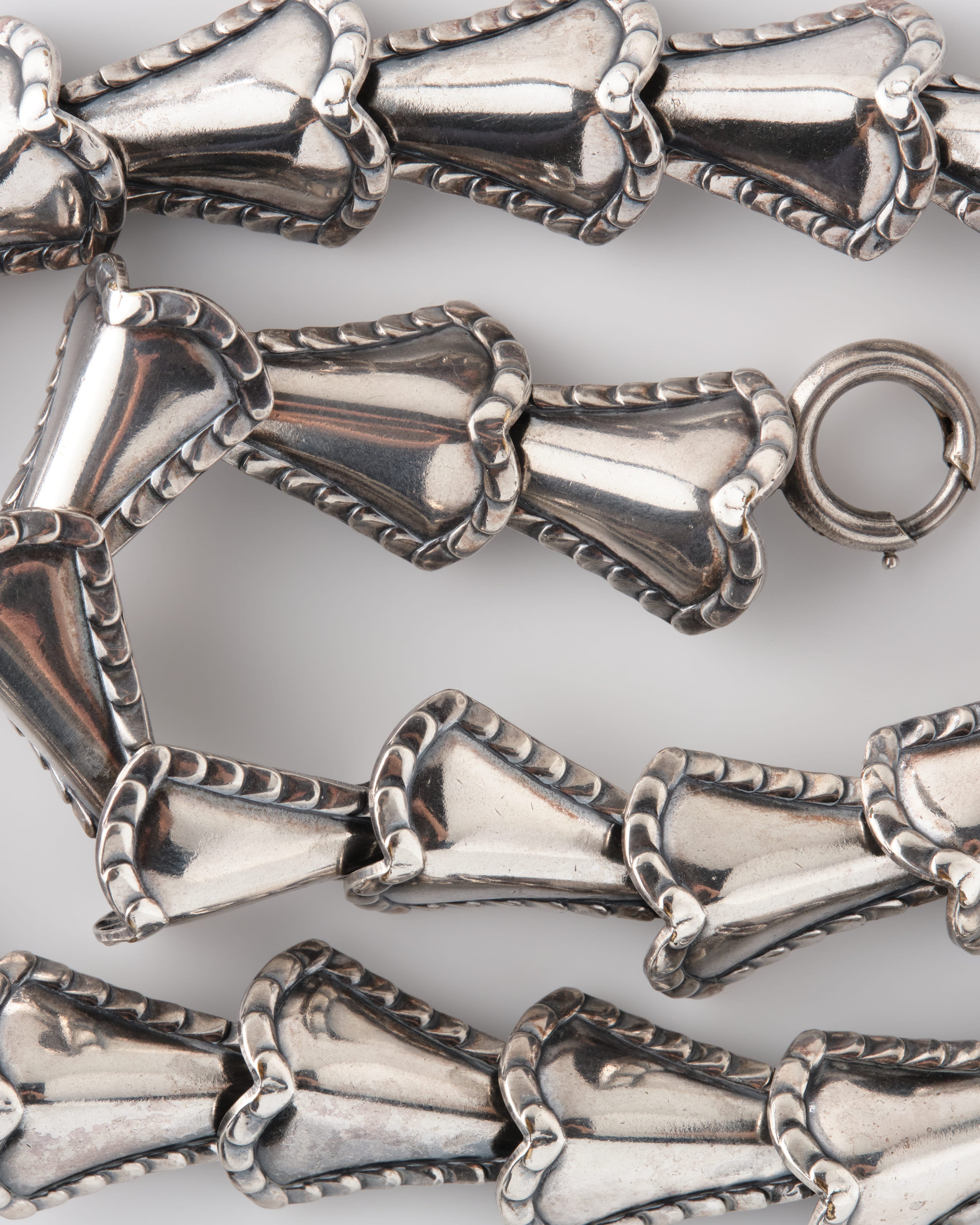 [~50's] American Vintage Silver Rope Edge Shell Link Necklace "NAPIER"