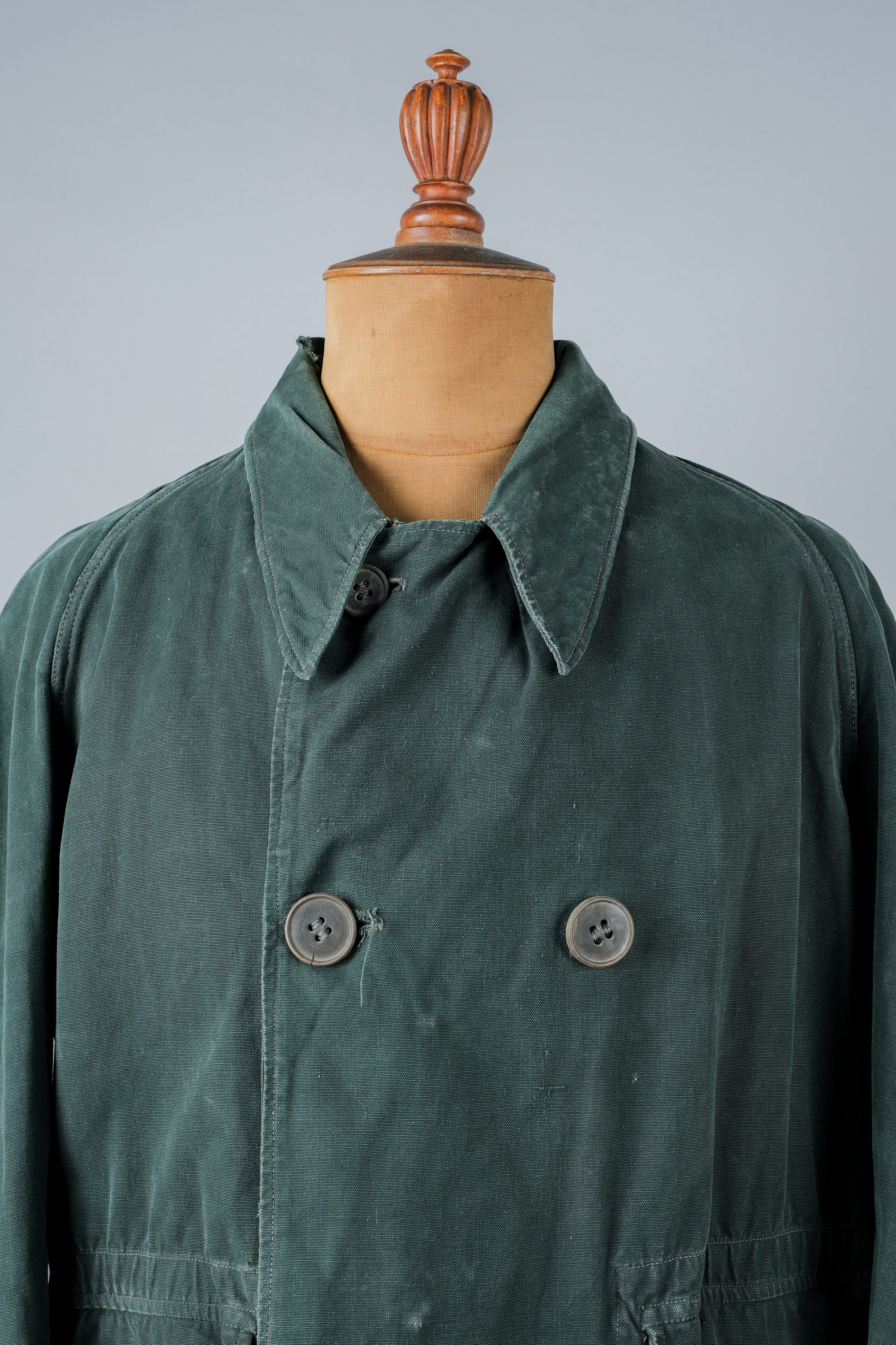 ［~40's］WWII French CJF Green Cotton Linen Double Breasted Jacket "Modified"
