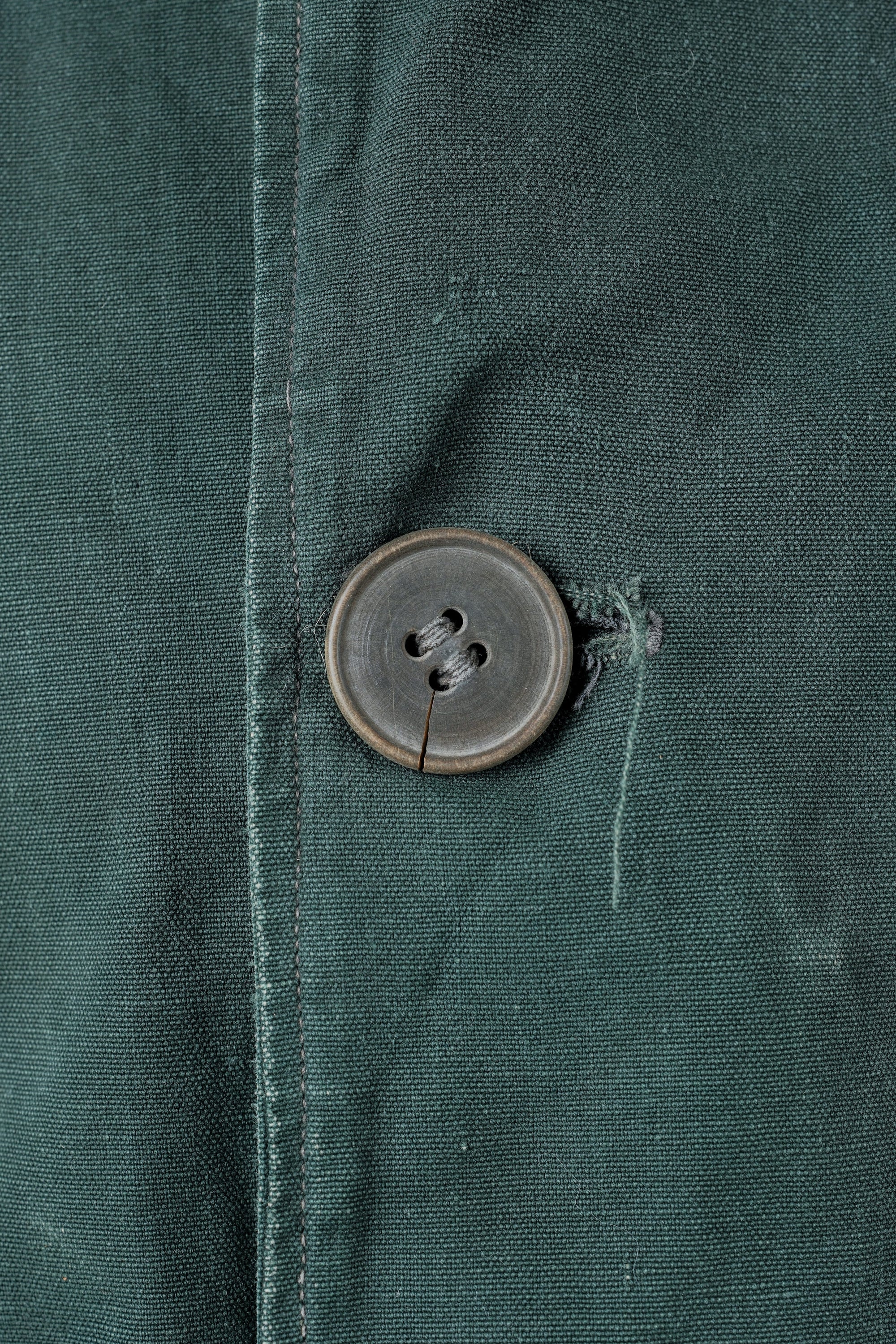 ［~40's］WWII French CJF Green Cotton Linen Double Breasted Jacket "Modified"