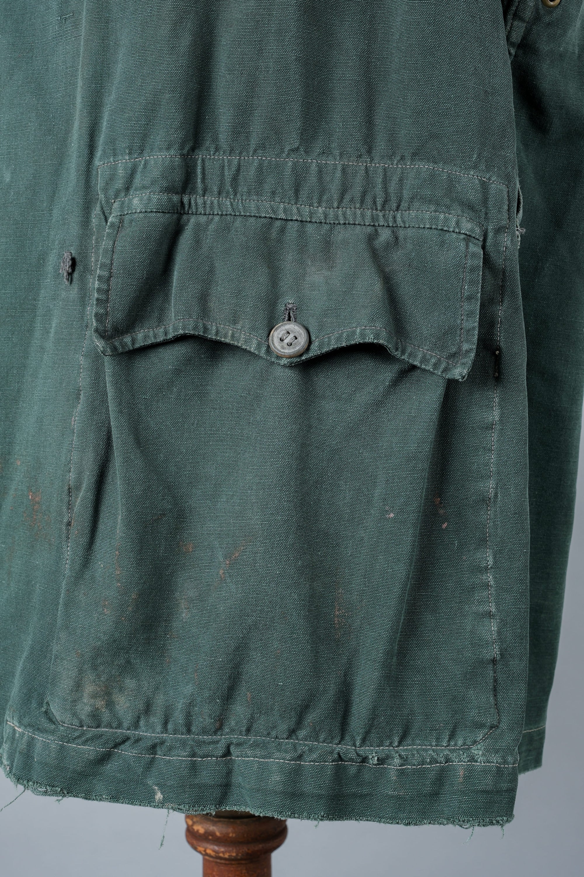 ［~40's］WWII French CJF Green Cotton Linen Double Breasted Jacket "Modified"