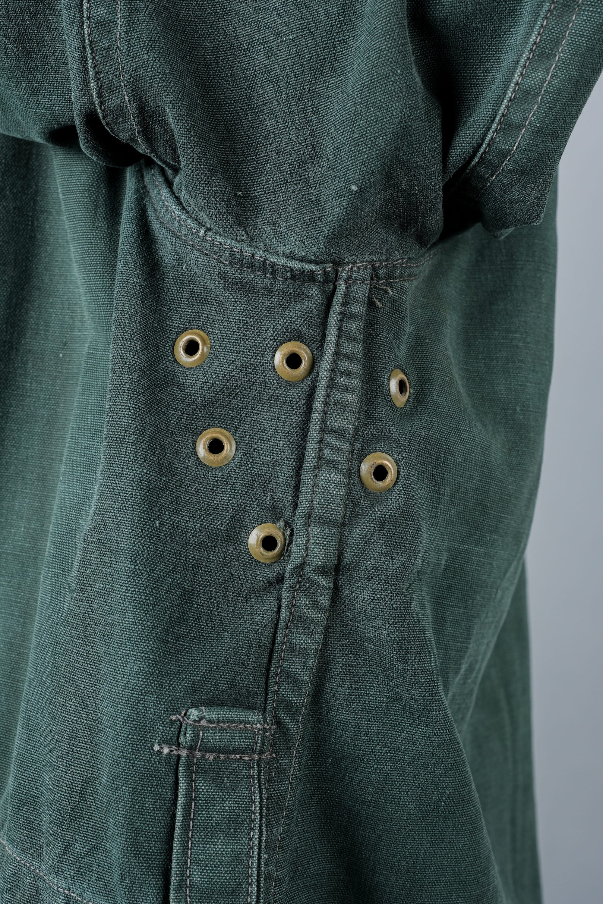 ［~40's］WWII French CJF Green Cotton Linen Double Breasted Jacket "Modified"
