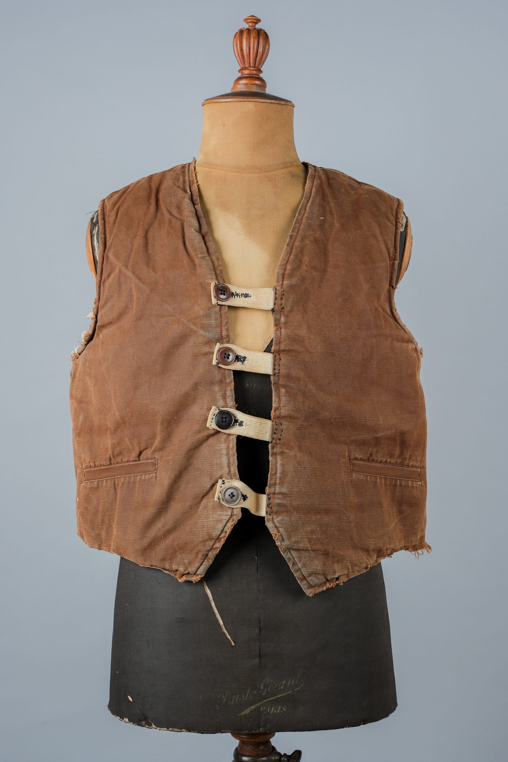 ［~40's］WWⅡ French Resistance Cotton Canvas Fur Lined Winter Vest