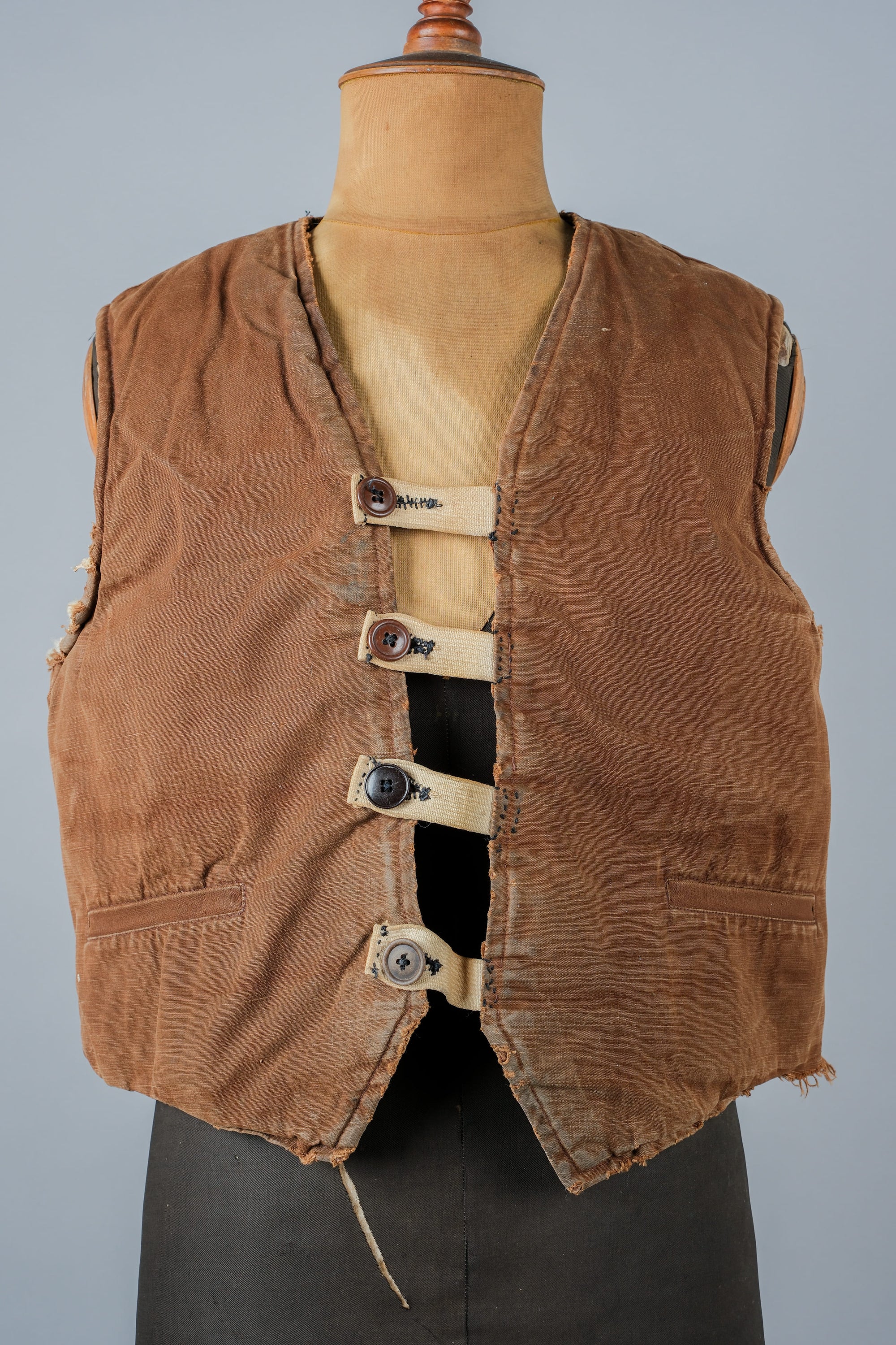 ［~40's］WWⅡ French Resistance Cotton Canvas Fur Lined Winter Vest