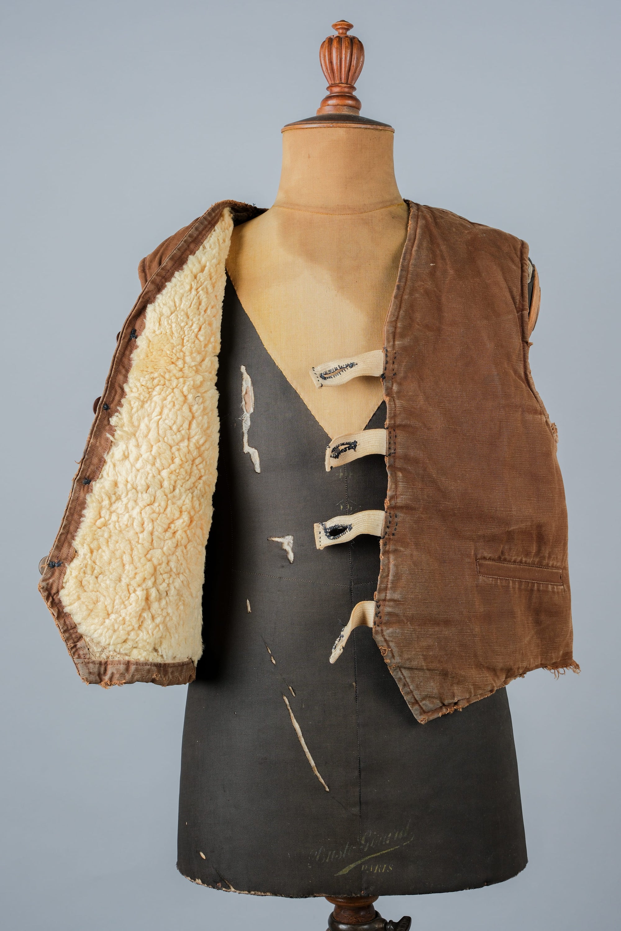 ［~40's］WWⅡ French Resistance Cotton Canvas Fur Lined Winter Vest