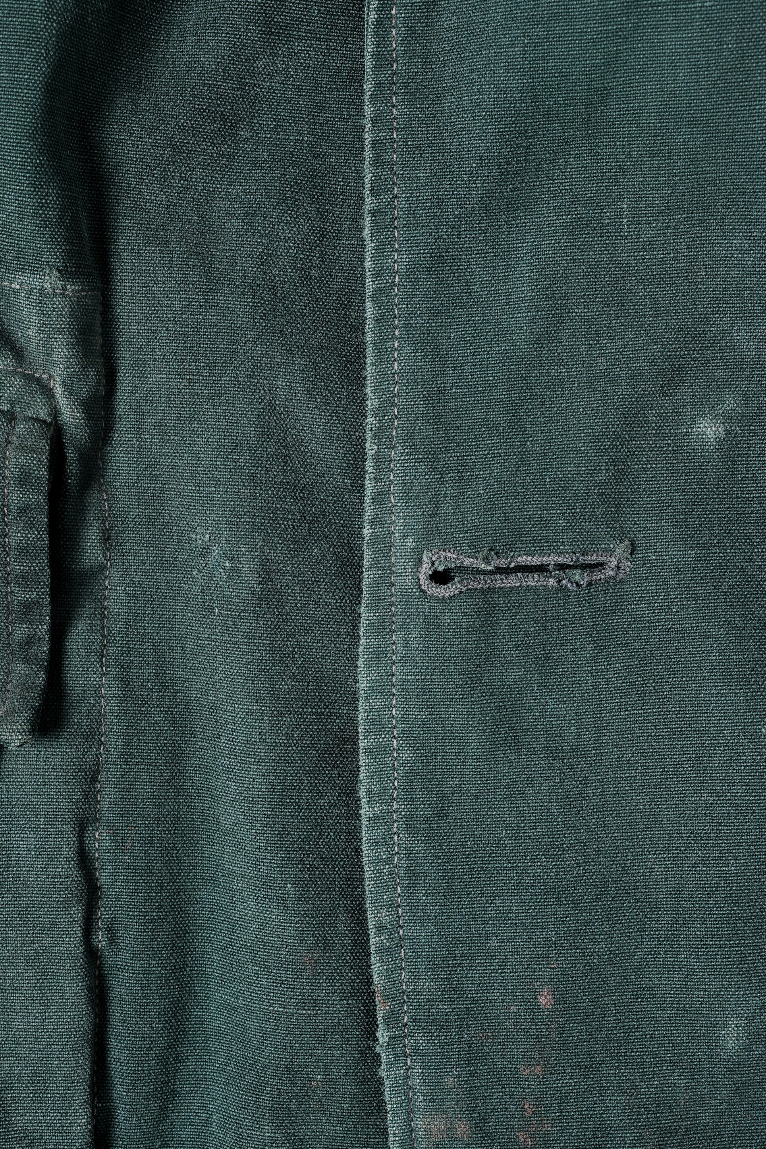 [~ 40's] WWII French CJF Green Cotton Linen Linen Double Breasted Jacket "Modified"