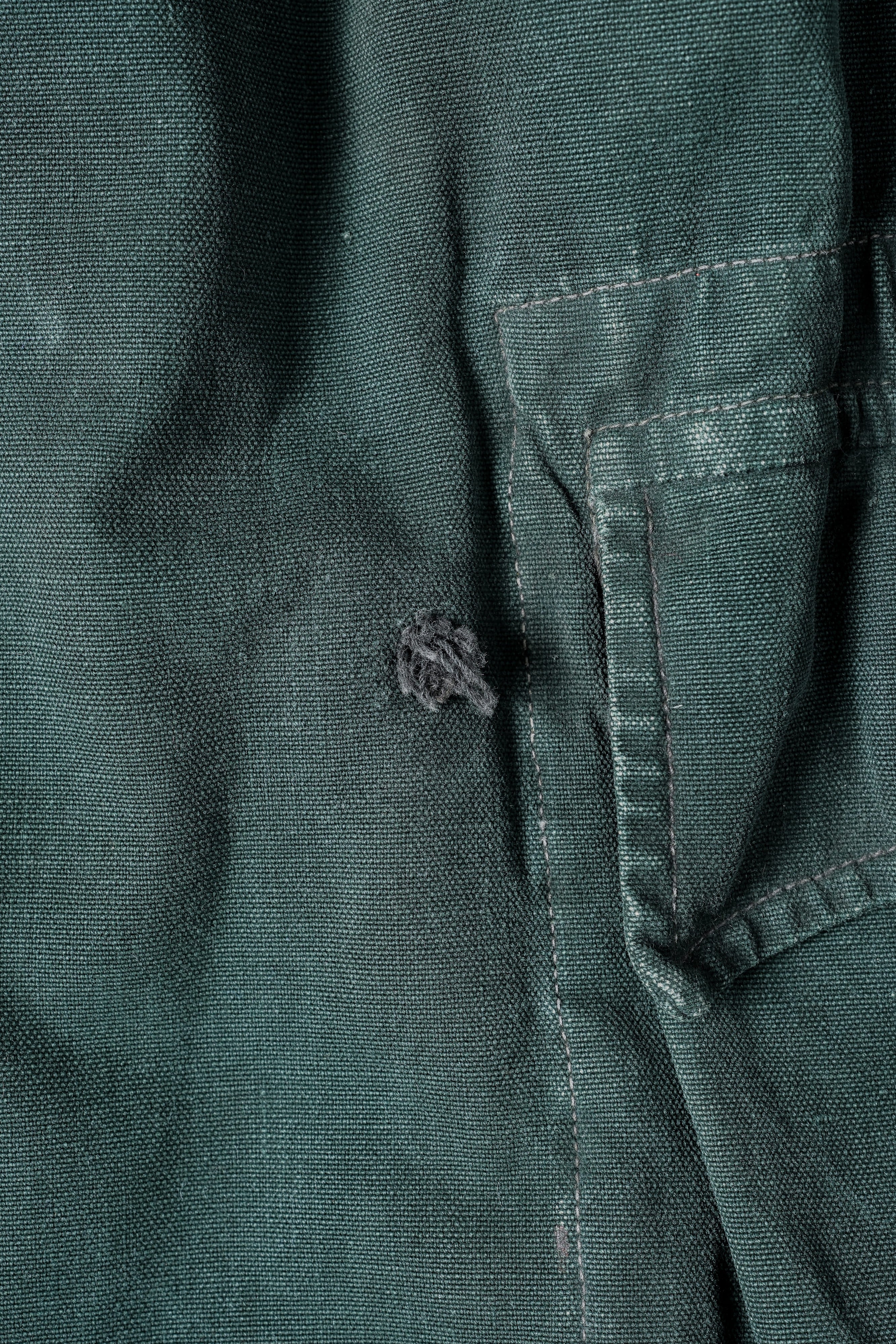 [~ 40's] WWII French CJF Green Cotton Linen Linen Double Breasted Jacket "Modified"