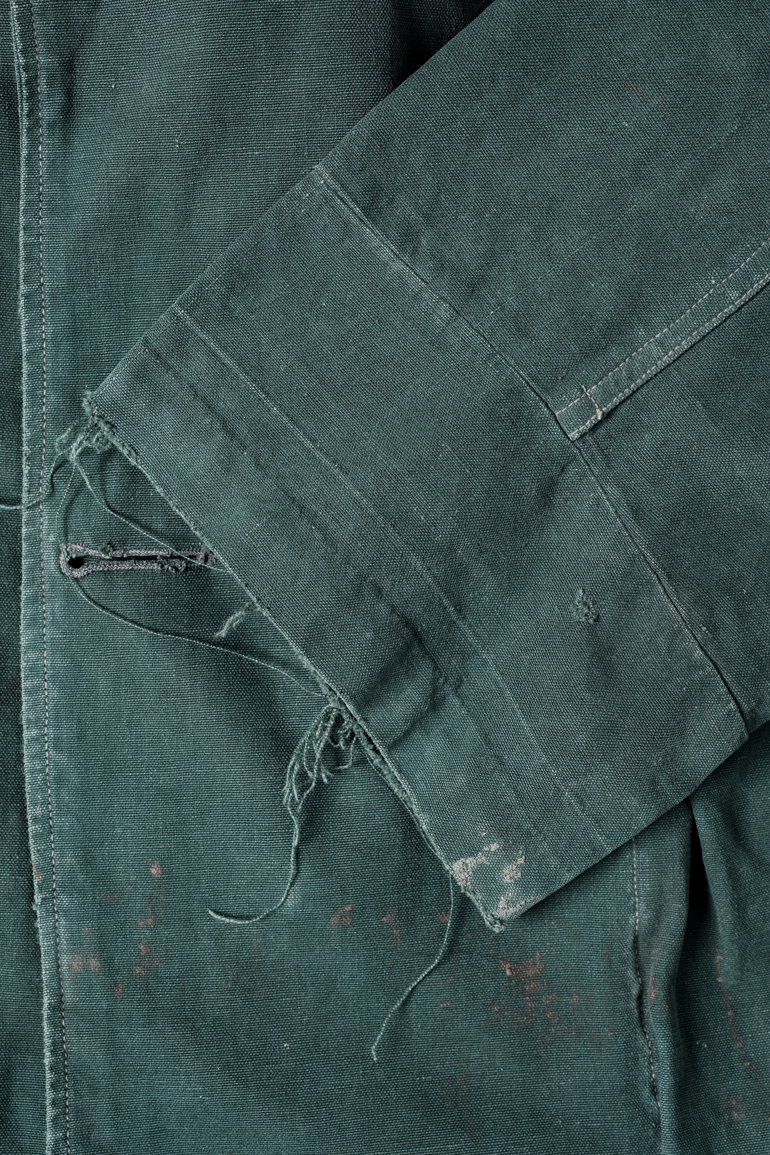 [~ 40's] WWII CJF CJF Green Cotton Linen Double Poitnt Veste "Modified"