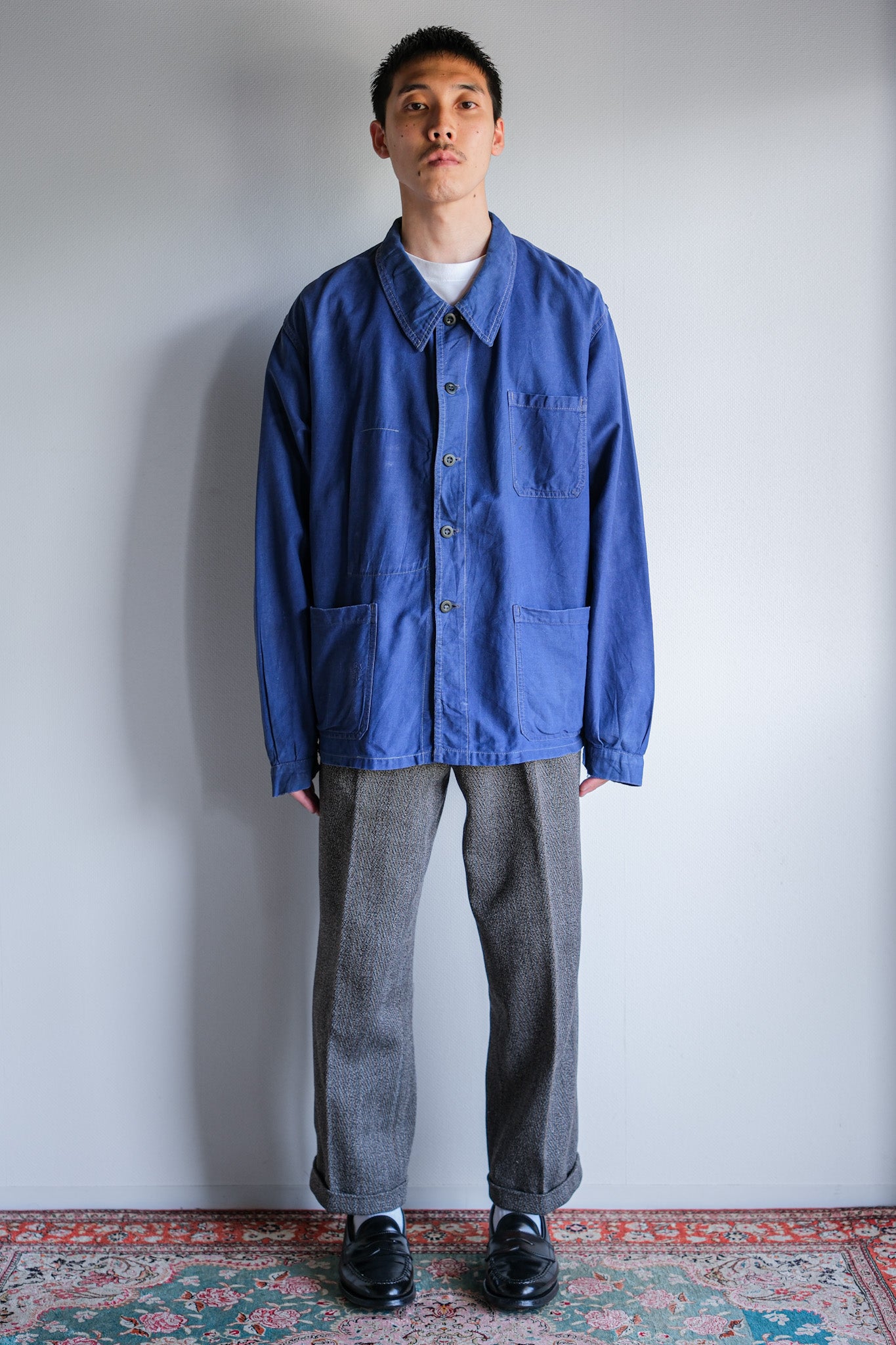 [~ 50 년대] 프랑스 빈티지 블루 메티 스 작업 재킷