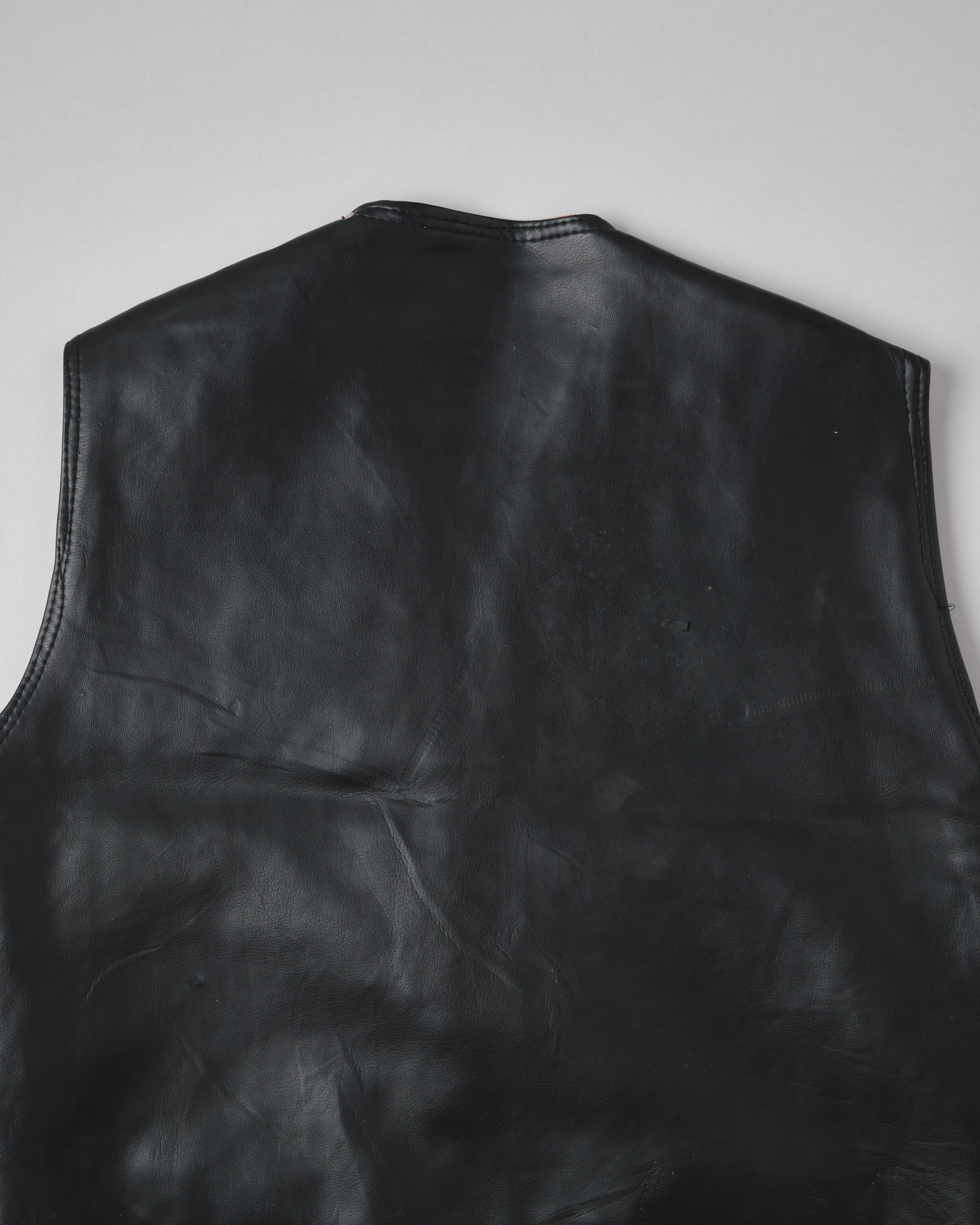 [~60's] Italian Vintage Black Leather Shooting Vest