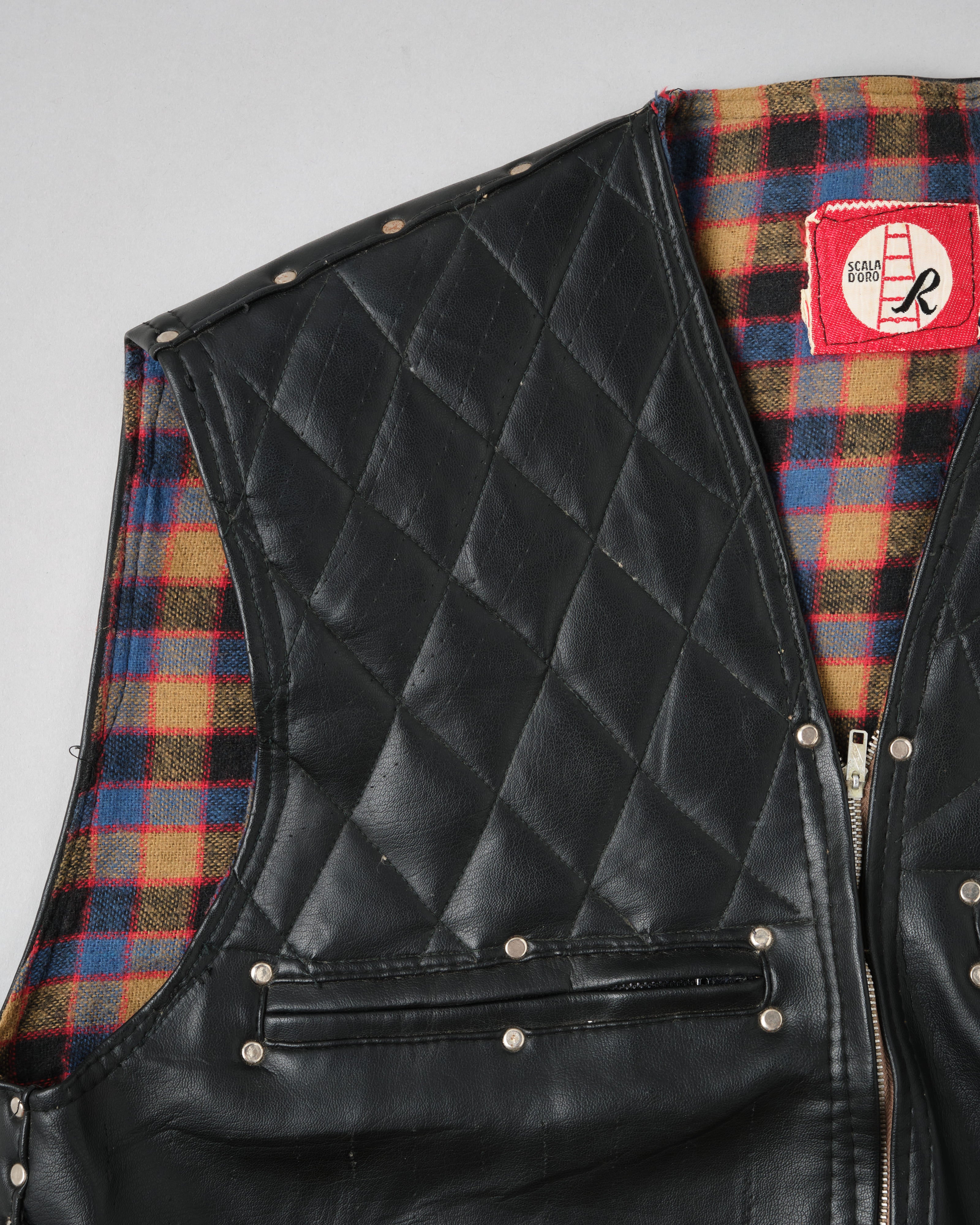 [~60's] Italian Vintage Black Leather Shooting Vest