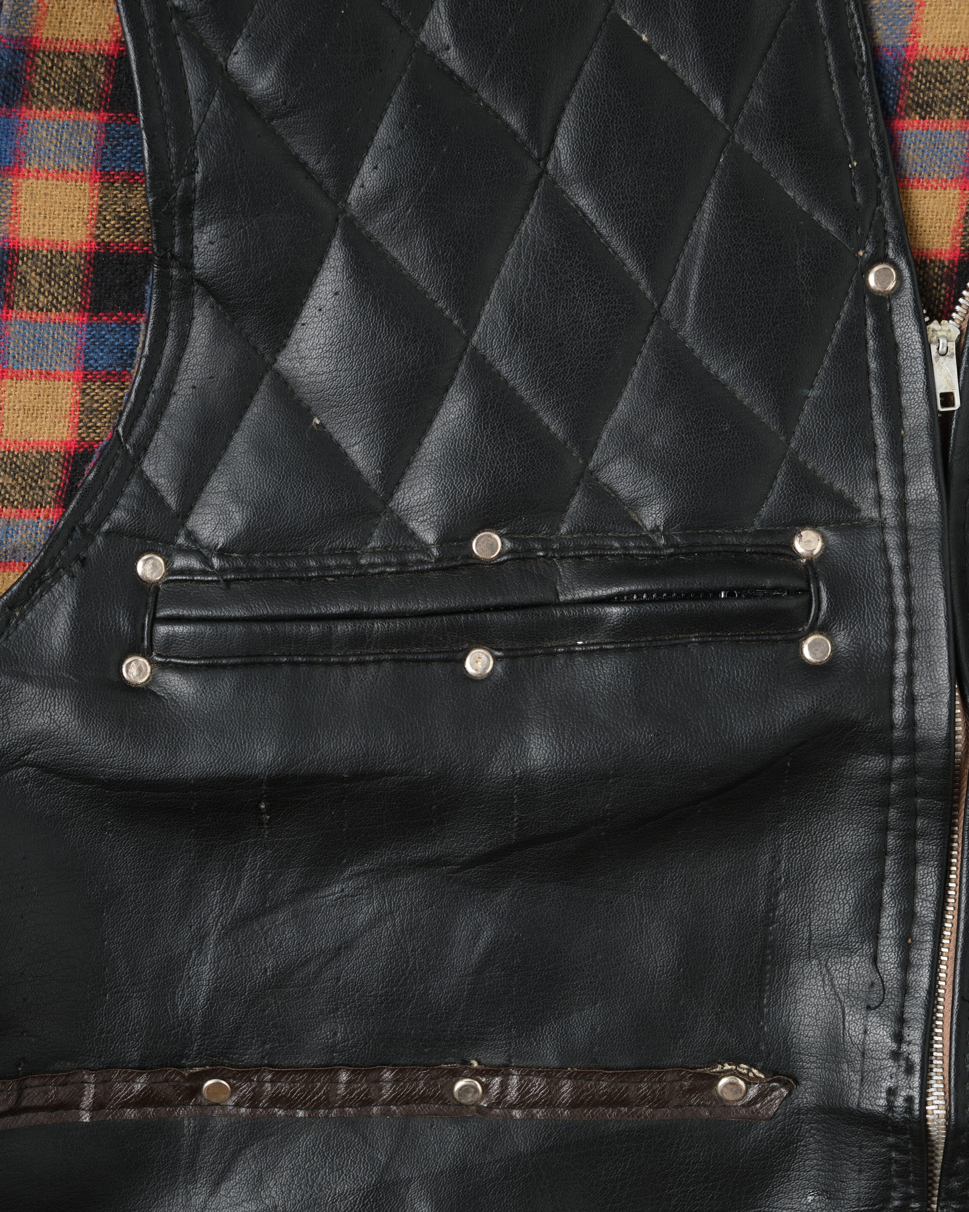 [~60's] Italian Vintage Black Leather Shooting Vest