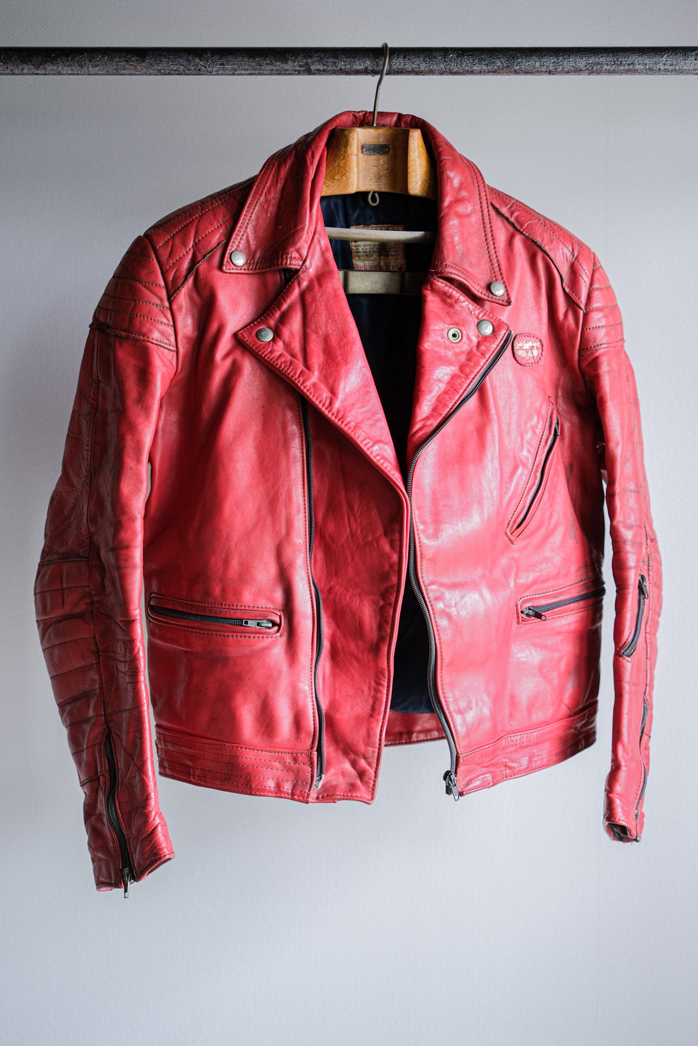 【~70’s】Vintage Lewis Leathers Red Leather Riders Jacket Size.40 "EUROPE"