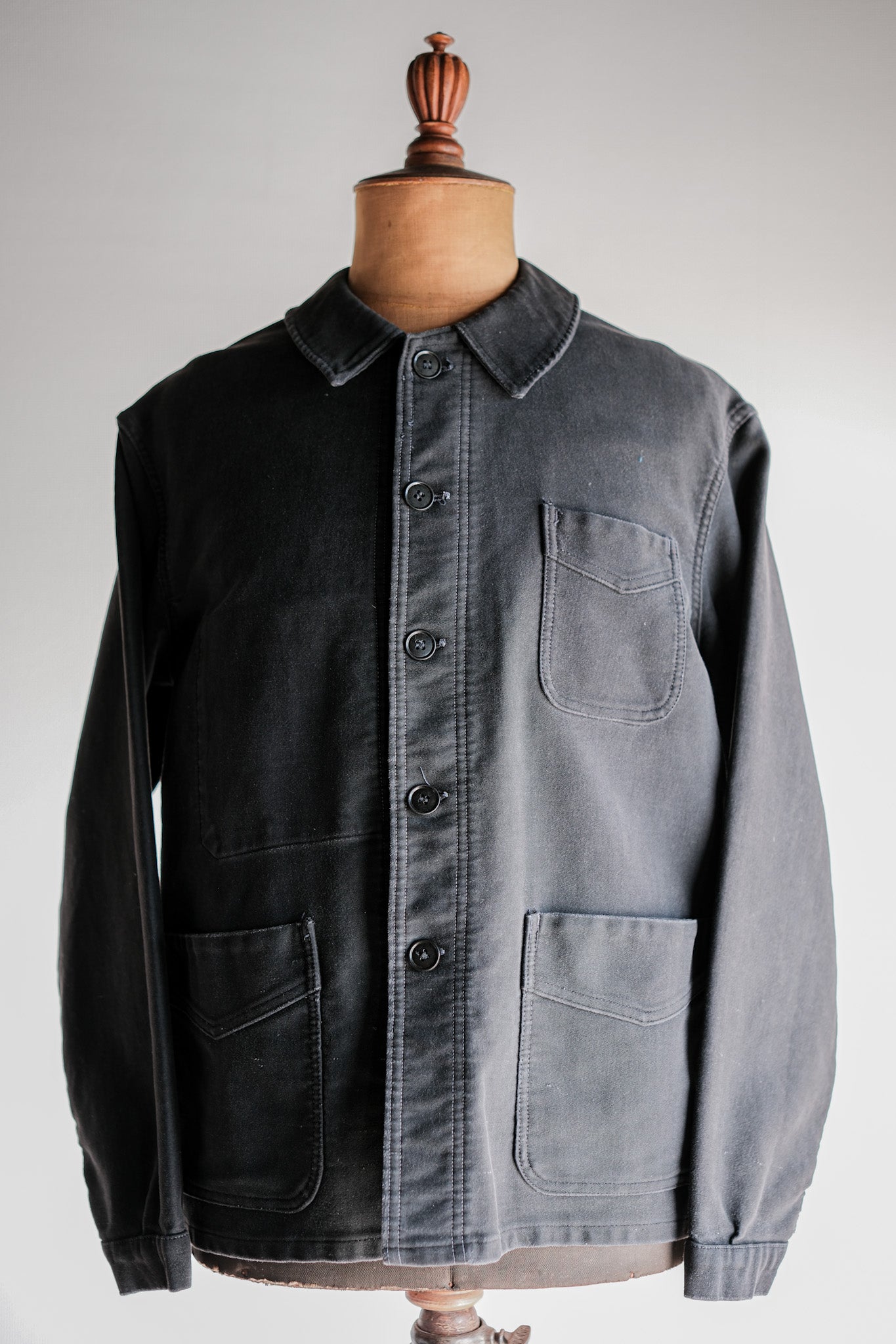 【~50's】French Vintage Black Moleskin Work Jacket "Adolphe Lafont"