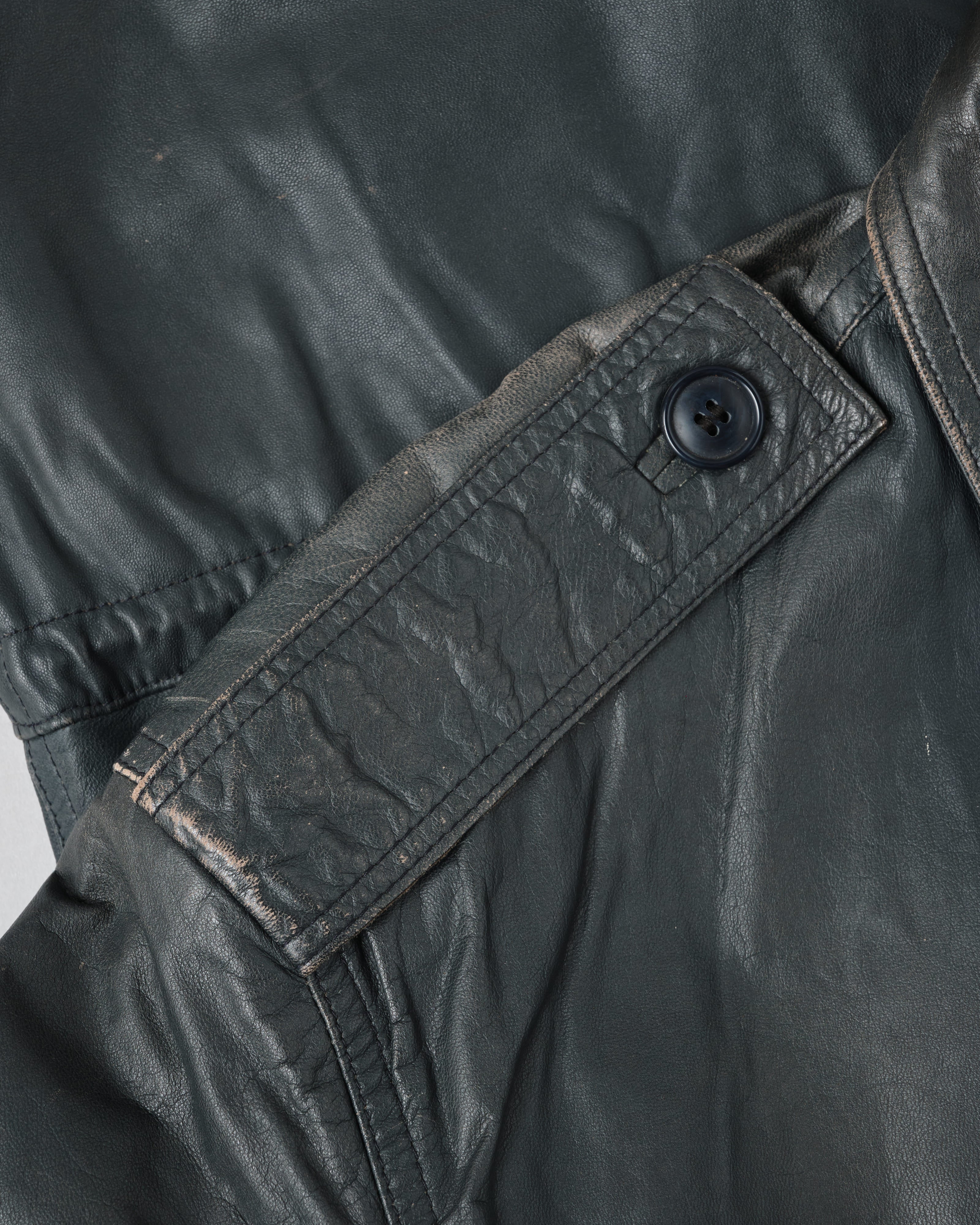 [~70's] Old GUCCI Military Style 4 Pockets Leather Jacket Size.50