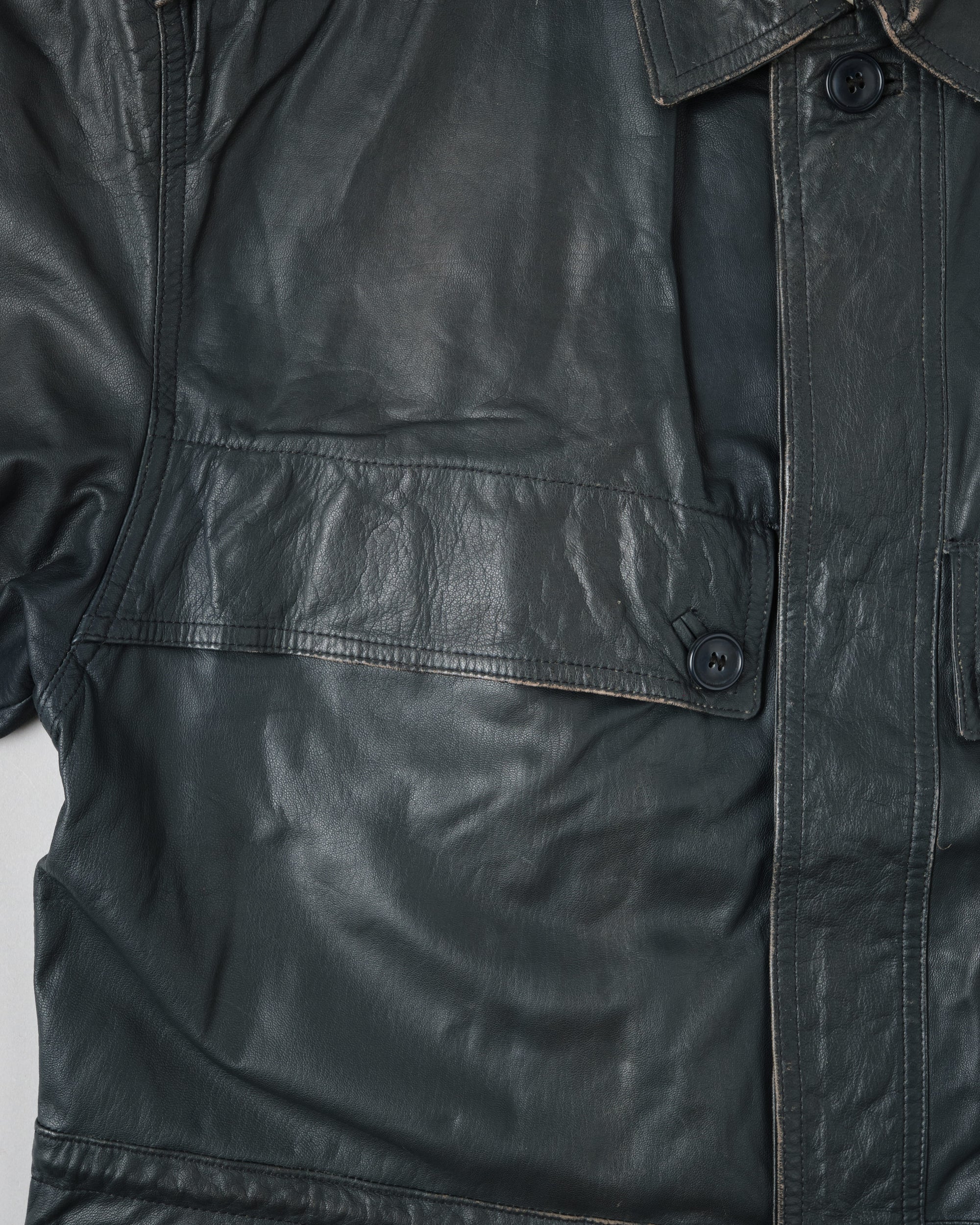 ［~70’s］Old GUCCI Military Style 4 Pockets Leather Jacket Size.50