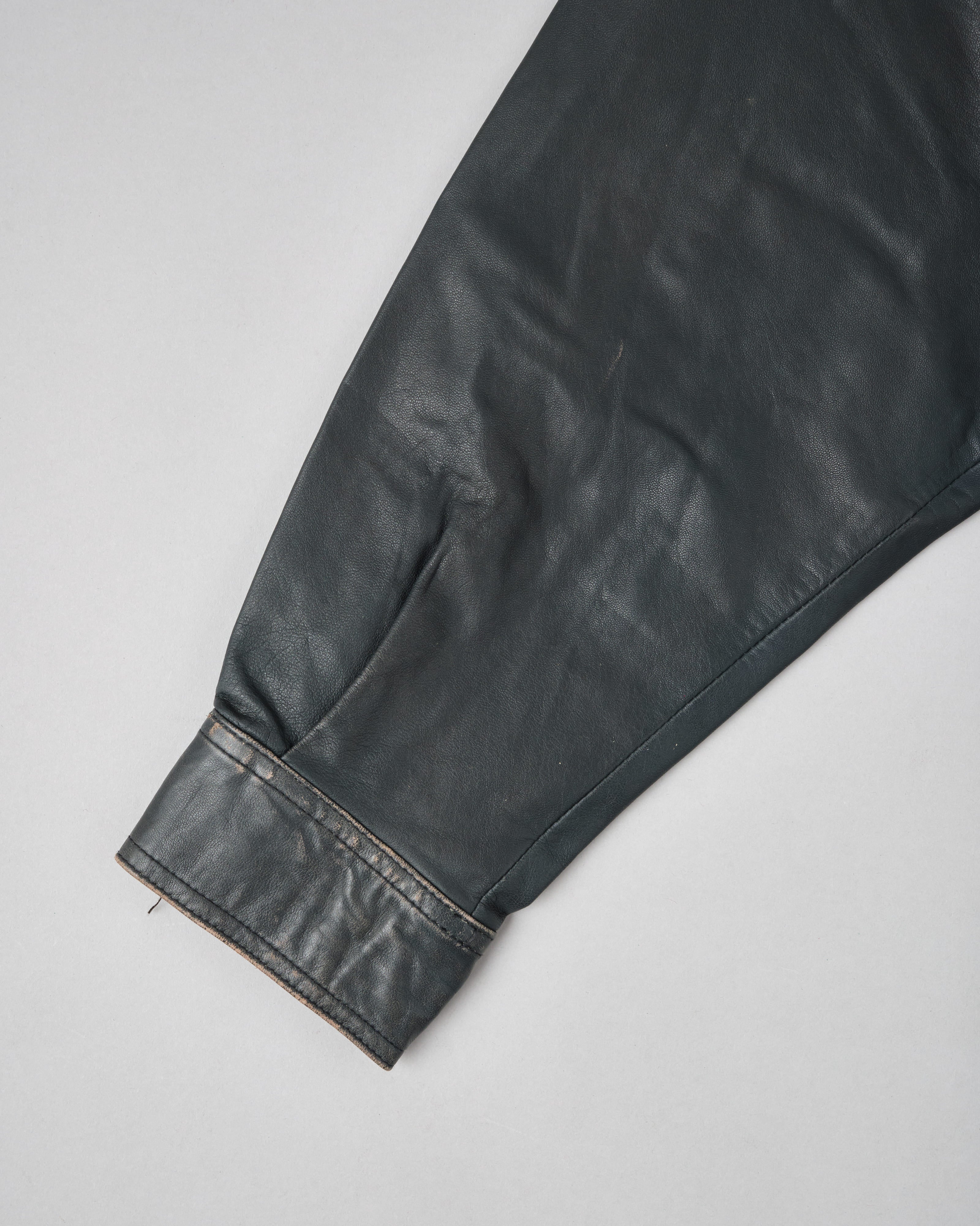 [~70's] Old GUCCI Military Style 4 Pockets Leather Jacket Size.50