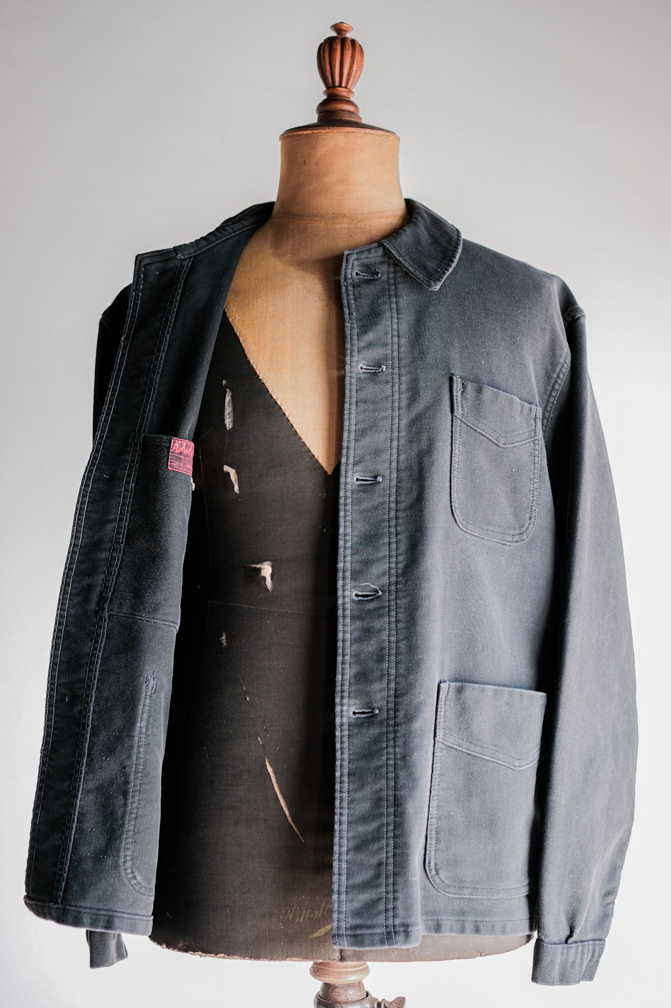 50's] French Vintage Black Moleskin Work Jacket 
