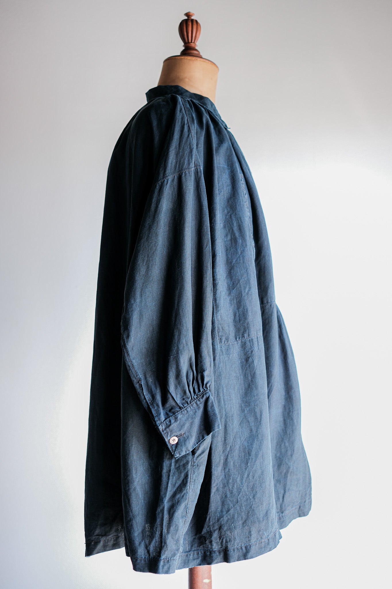 【Early 20th C】French Antique Indigo Linen Smock "Biaude"