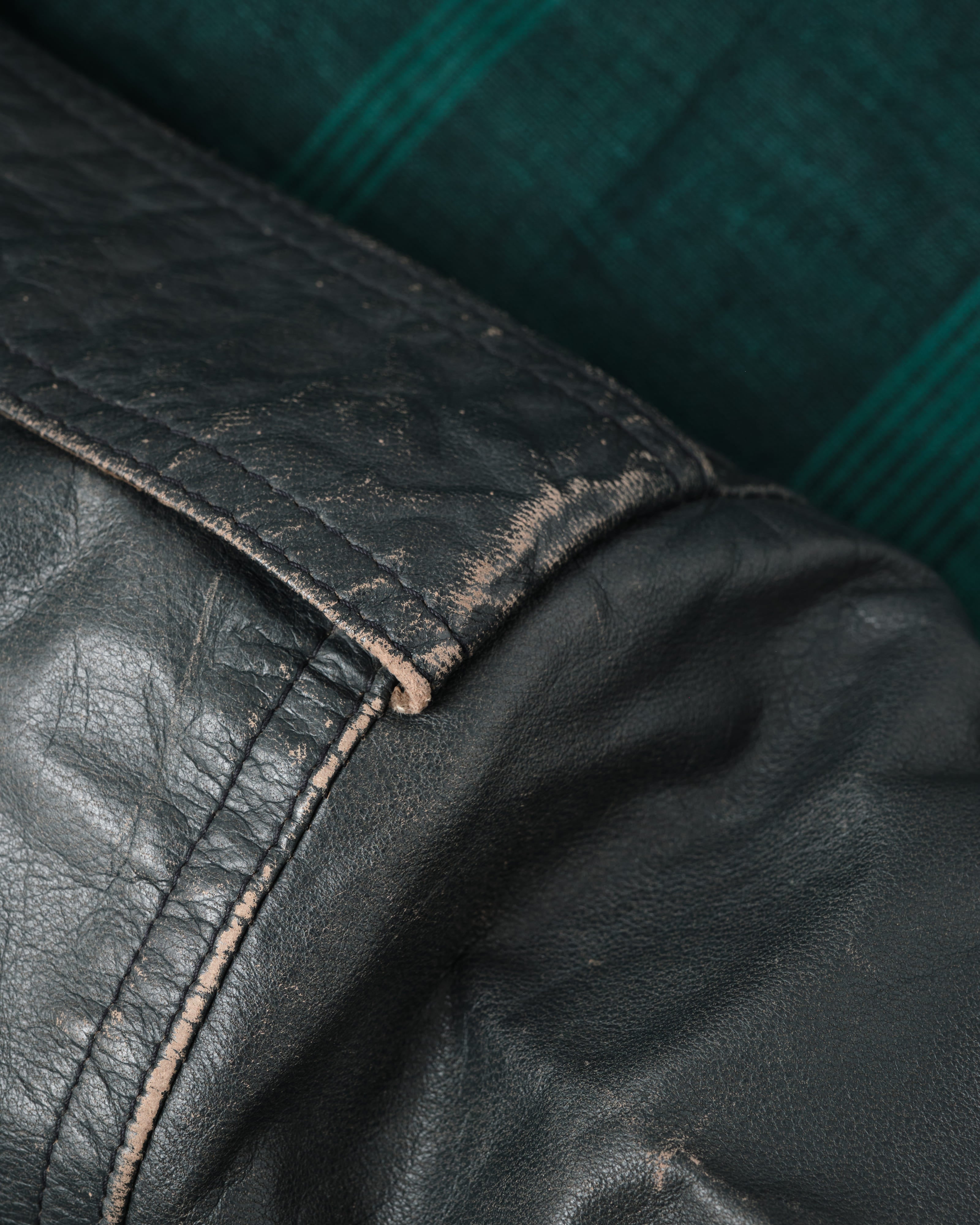 [~70's] Old GUCCI Military Style 4 Pockets Leather Jacket Size.50