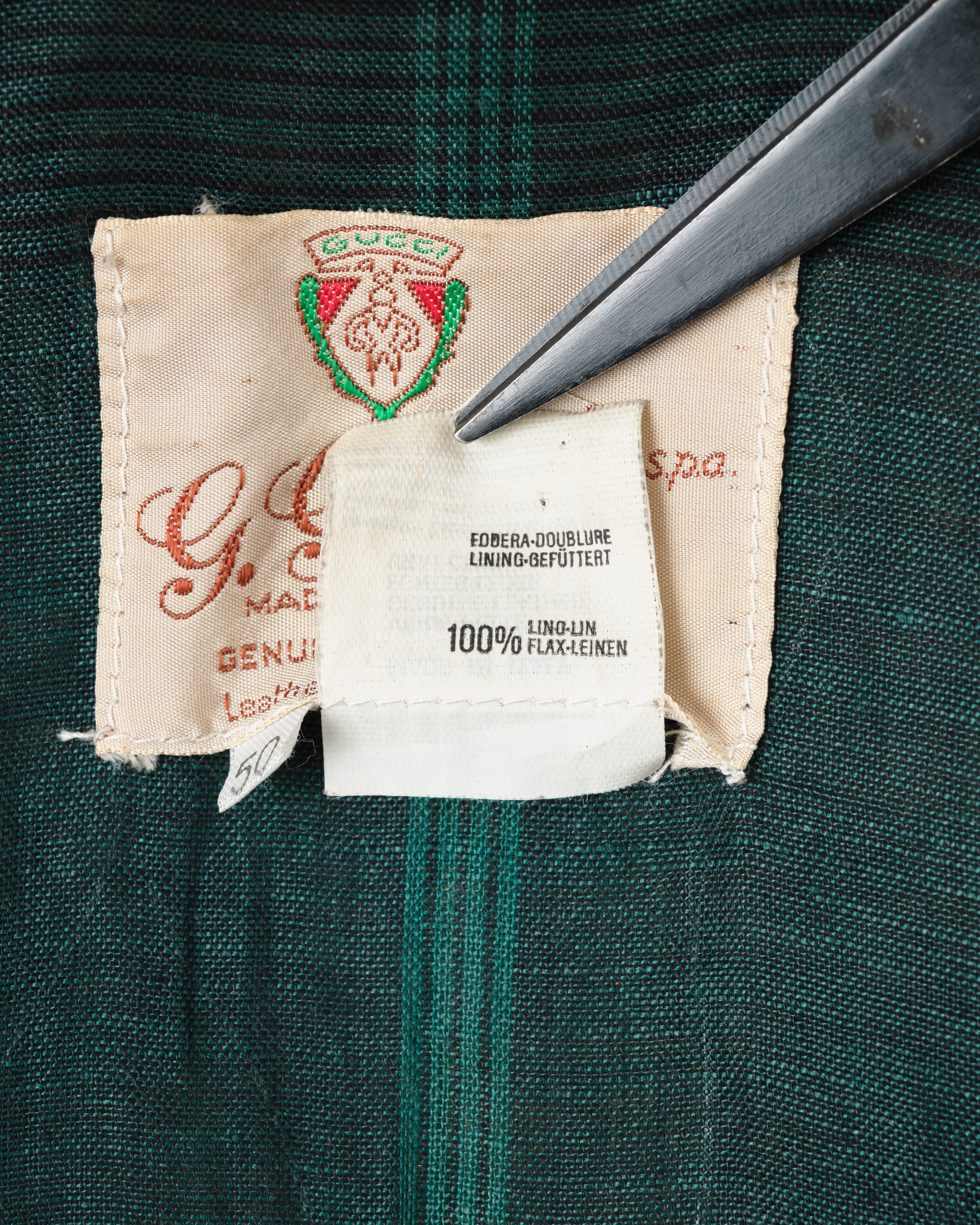 [~70's] Old GUCCI Military Style 4 Pockets Leather Jacket Size.50