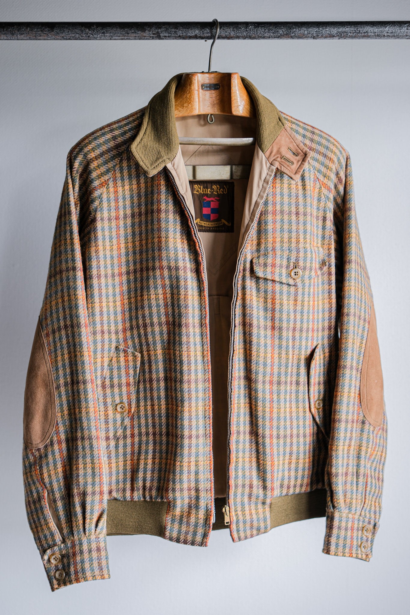 ［~60's］British Vintage Raglan Sleeve Wool Plaid Blouson