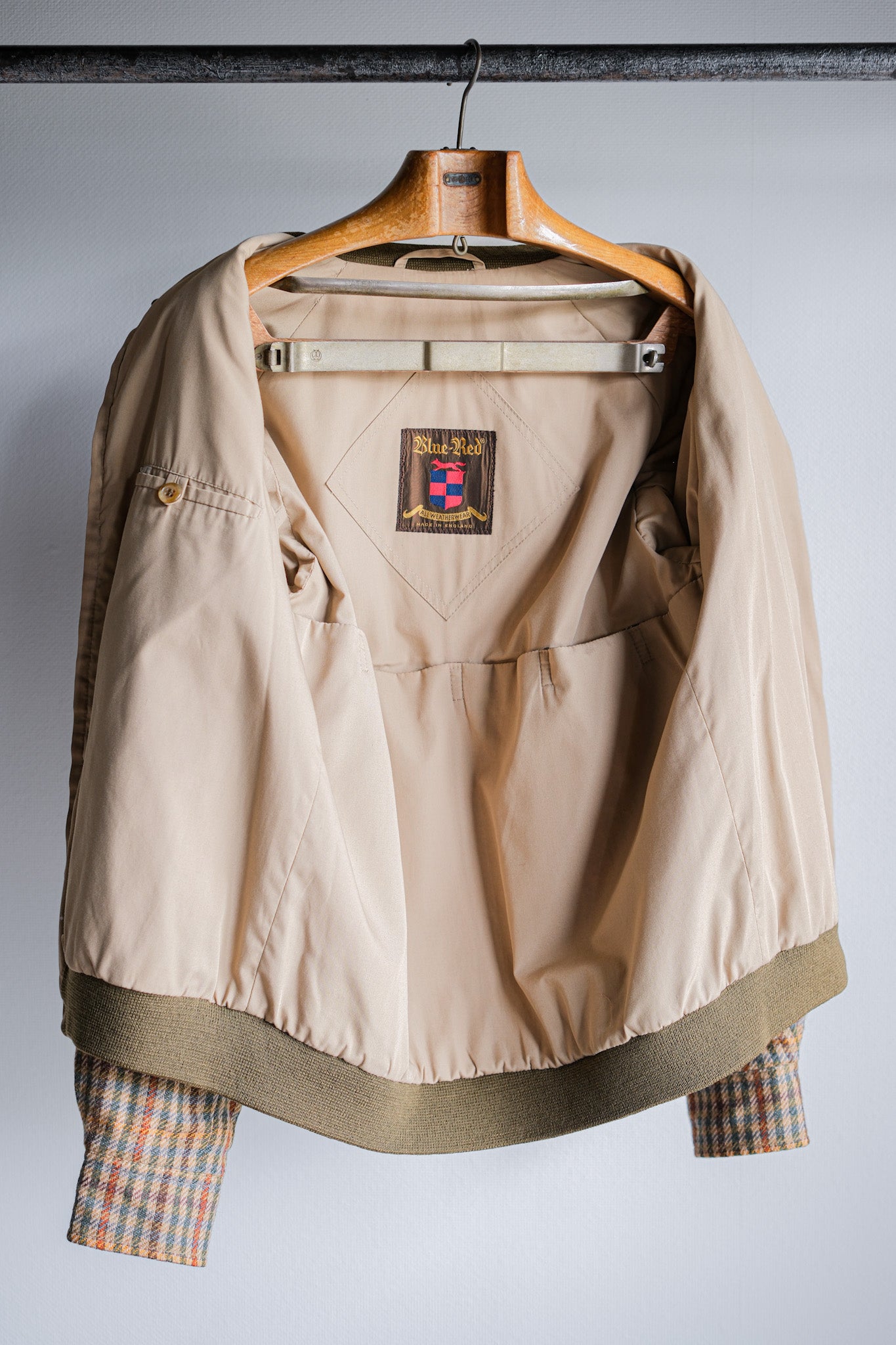 ［~60's］British Vintage Raglan Sleeve Wool Plaid Blouson