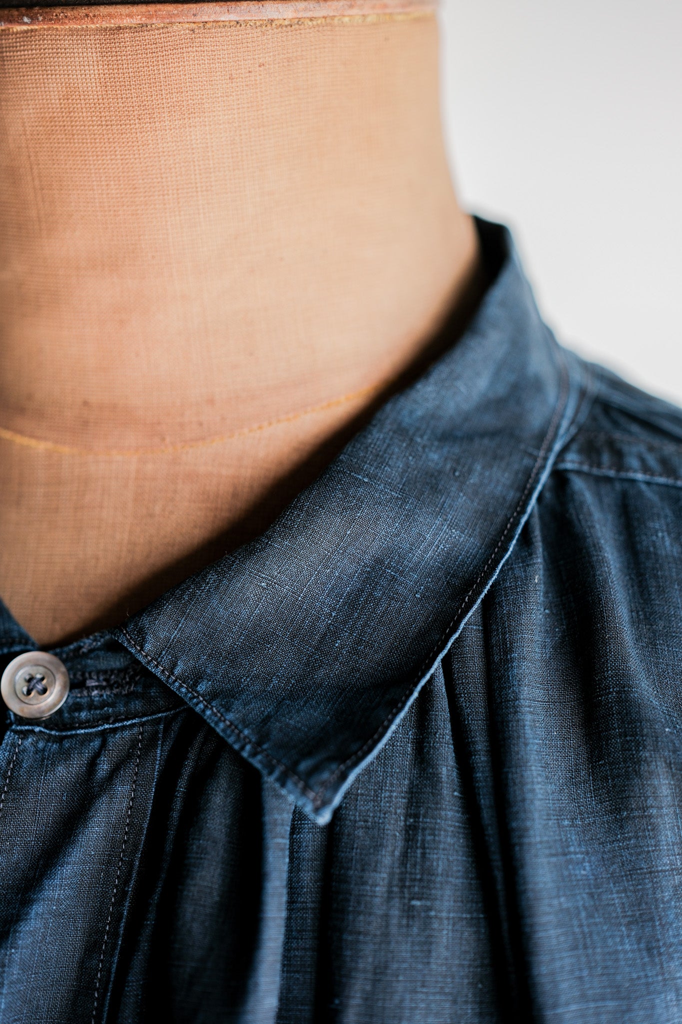 [Early 20th C] French Antique Indigo Linen Smock "BIAUDE"