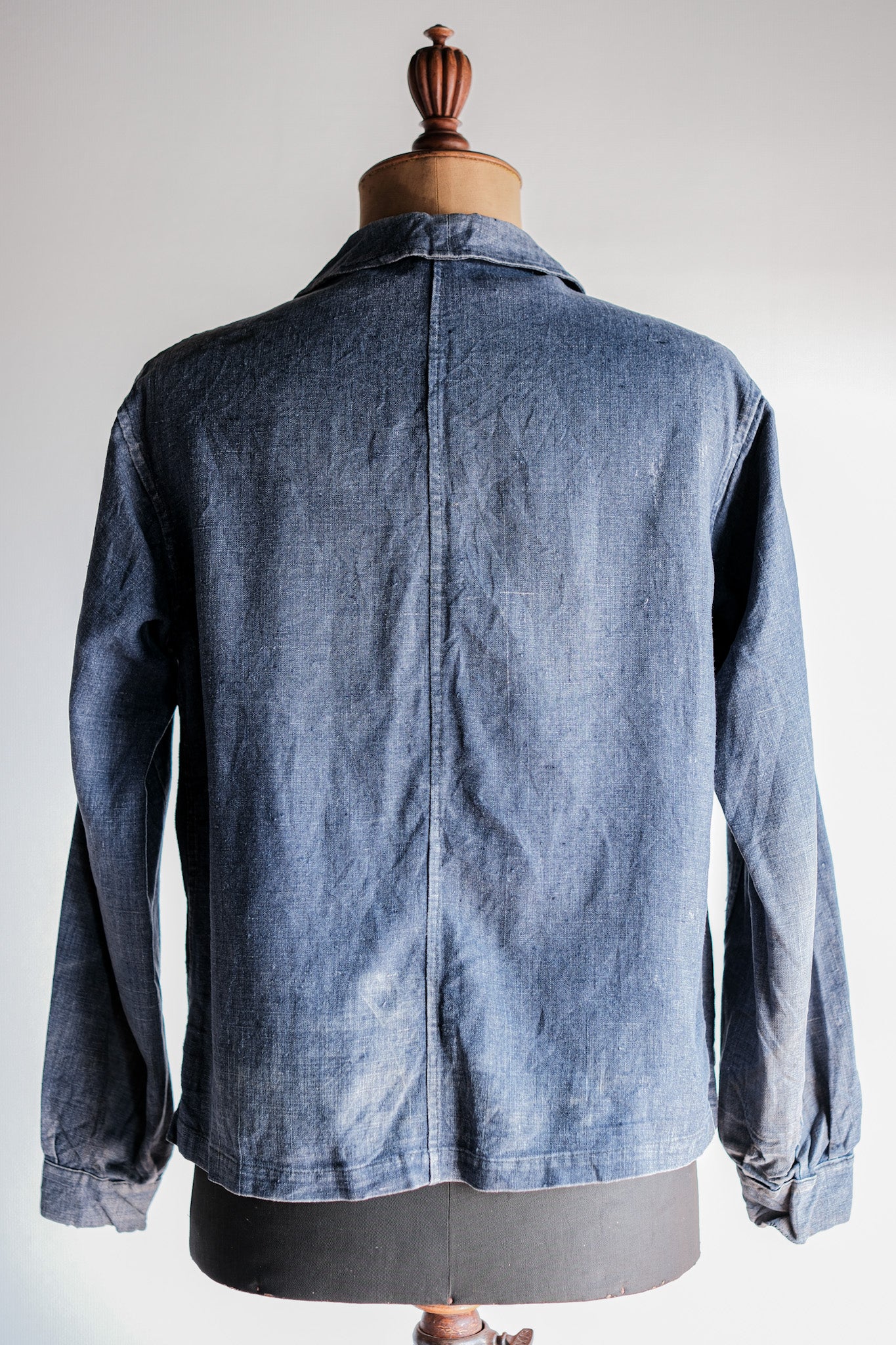 【~40's】French Vintage Indigo Linen Work Jacket Size.44