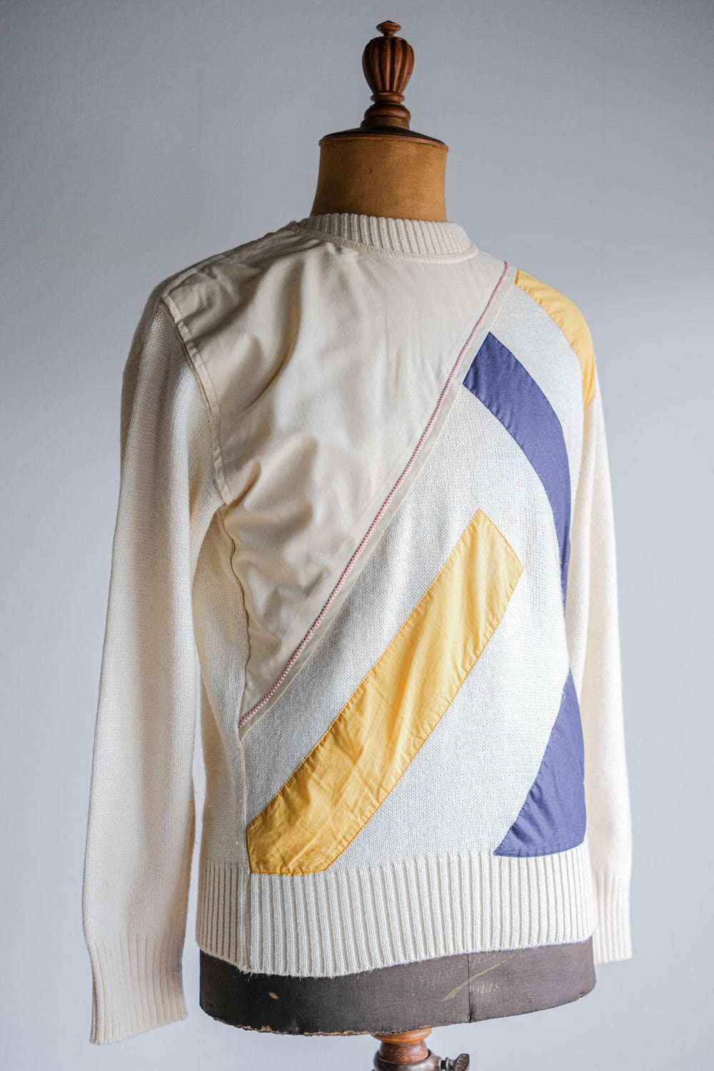 【~80's】Italian Vintage Colour Block Wool Acrylic Sweater Size.50