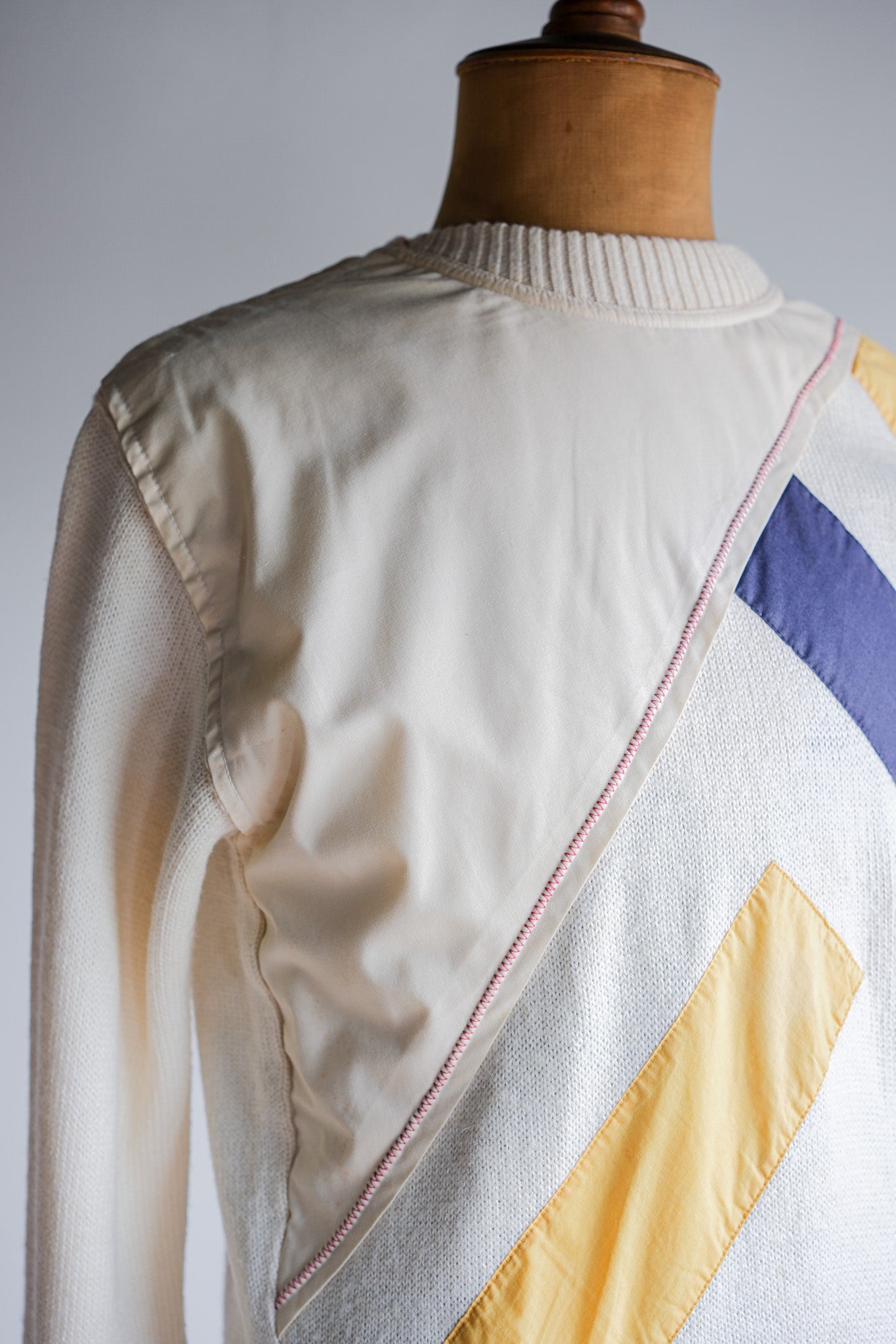 【~80's】Italian Vintage Colour Block Wool Acrylic Sweater Size.50