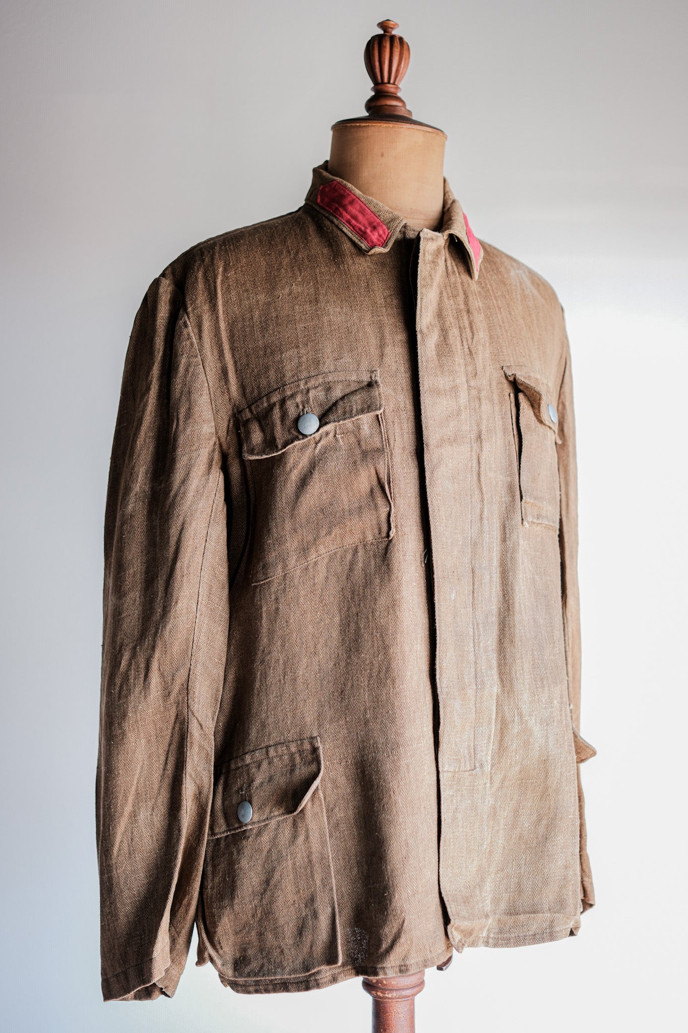 [~ 40's] WWⅱกองทัพเยอรมัน Drillich HBT Jacket "สีผิดปกติ" "Wehrmacht"
