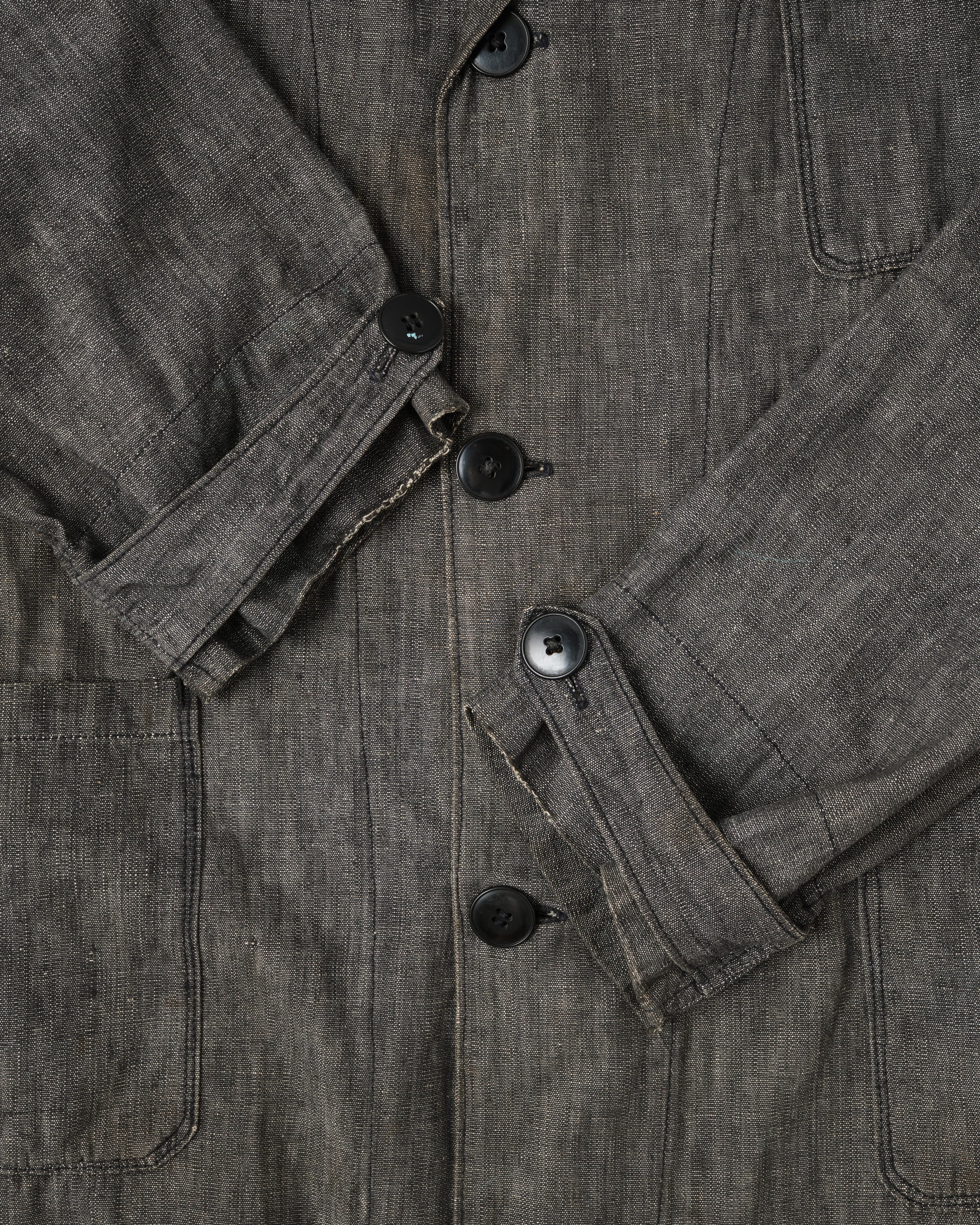 [~50's] French Vintage Metis Black Chambray Atelier Coat