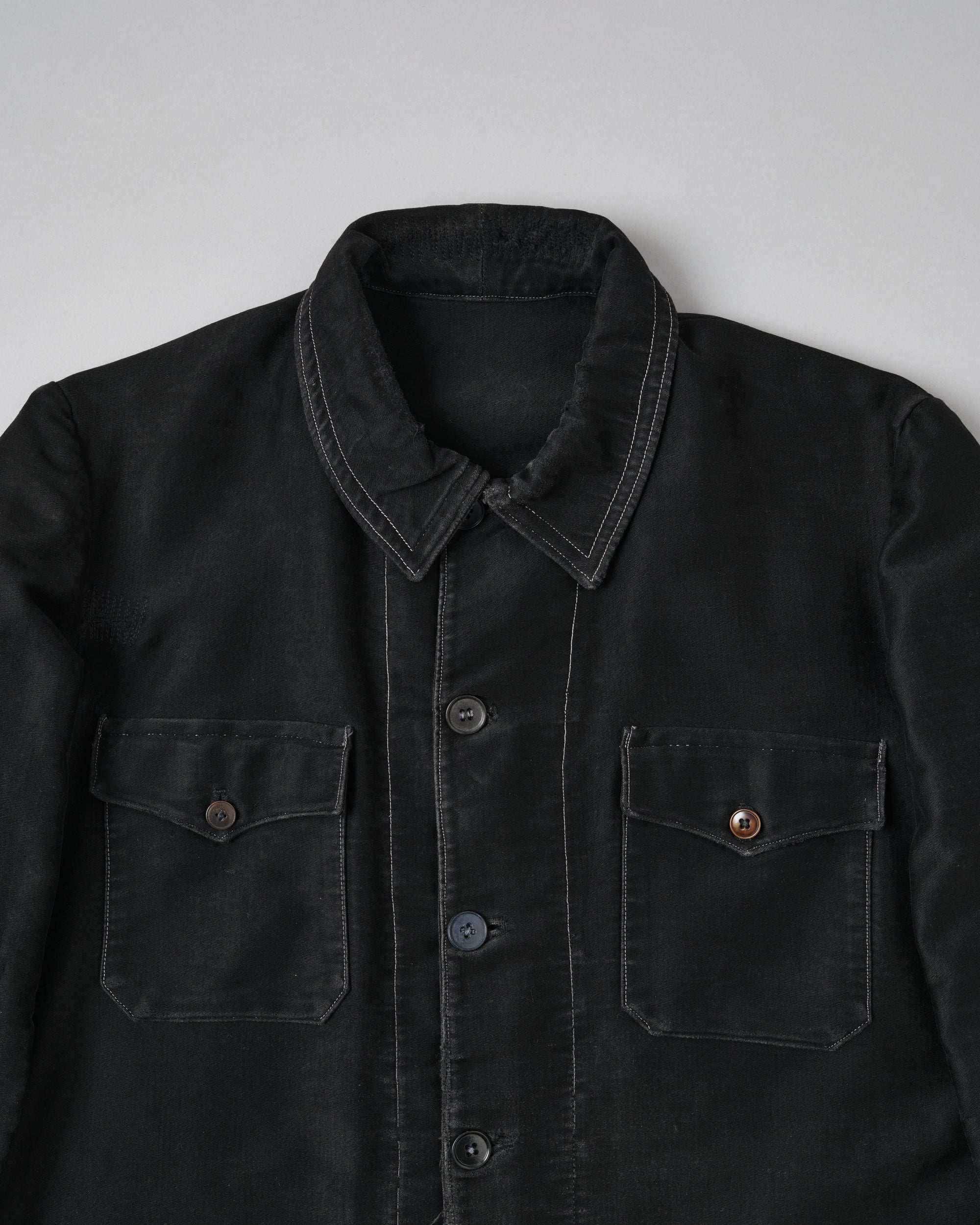 ［~30’s］French Vintage Black Moleskin Hunting Jacket "Homemade"