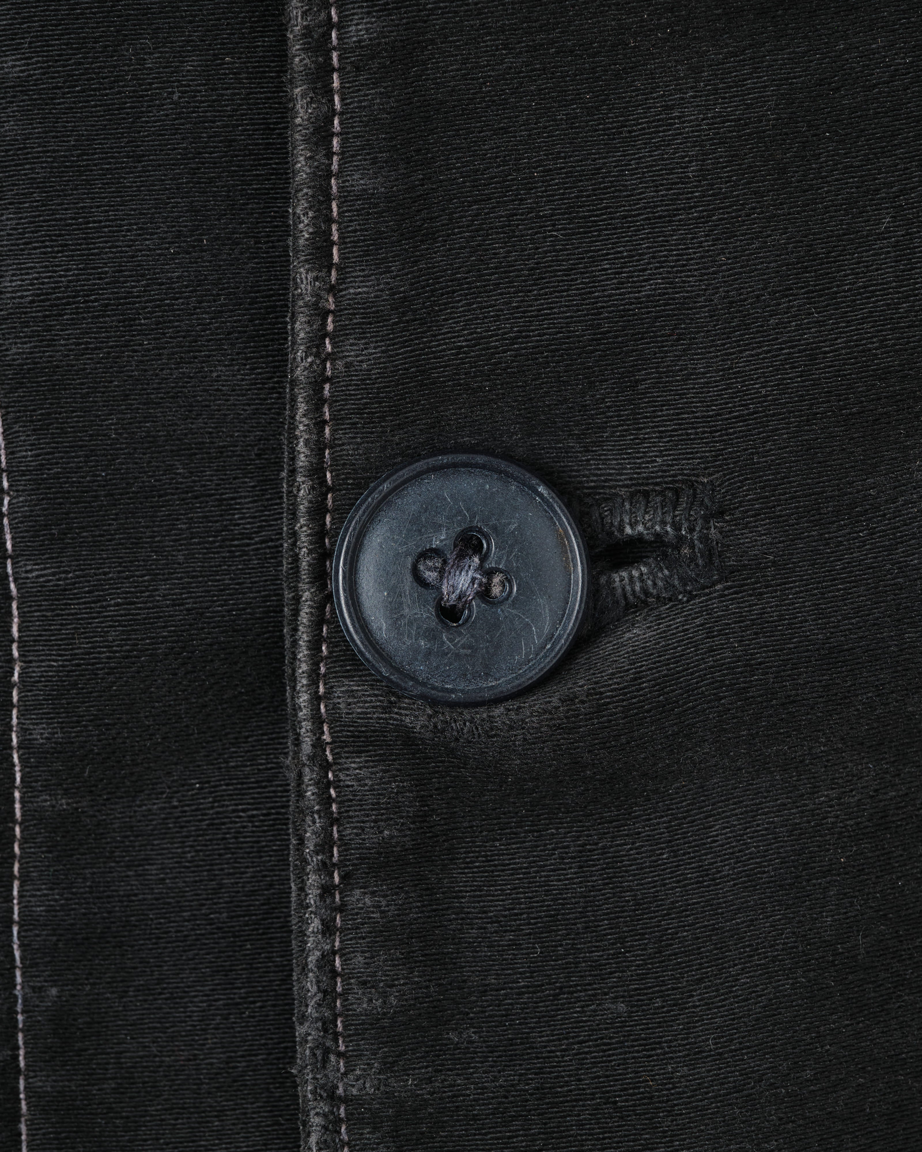 [~30's] French Vintage Black Moleskin Hunting Jacket "Homemade"