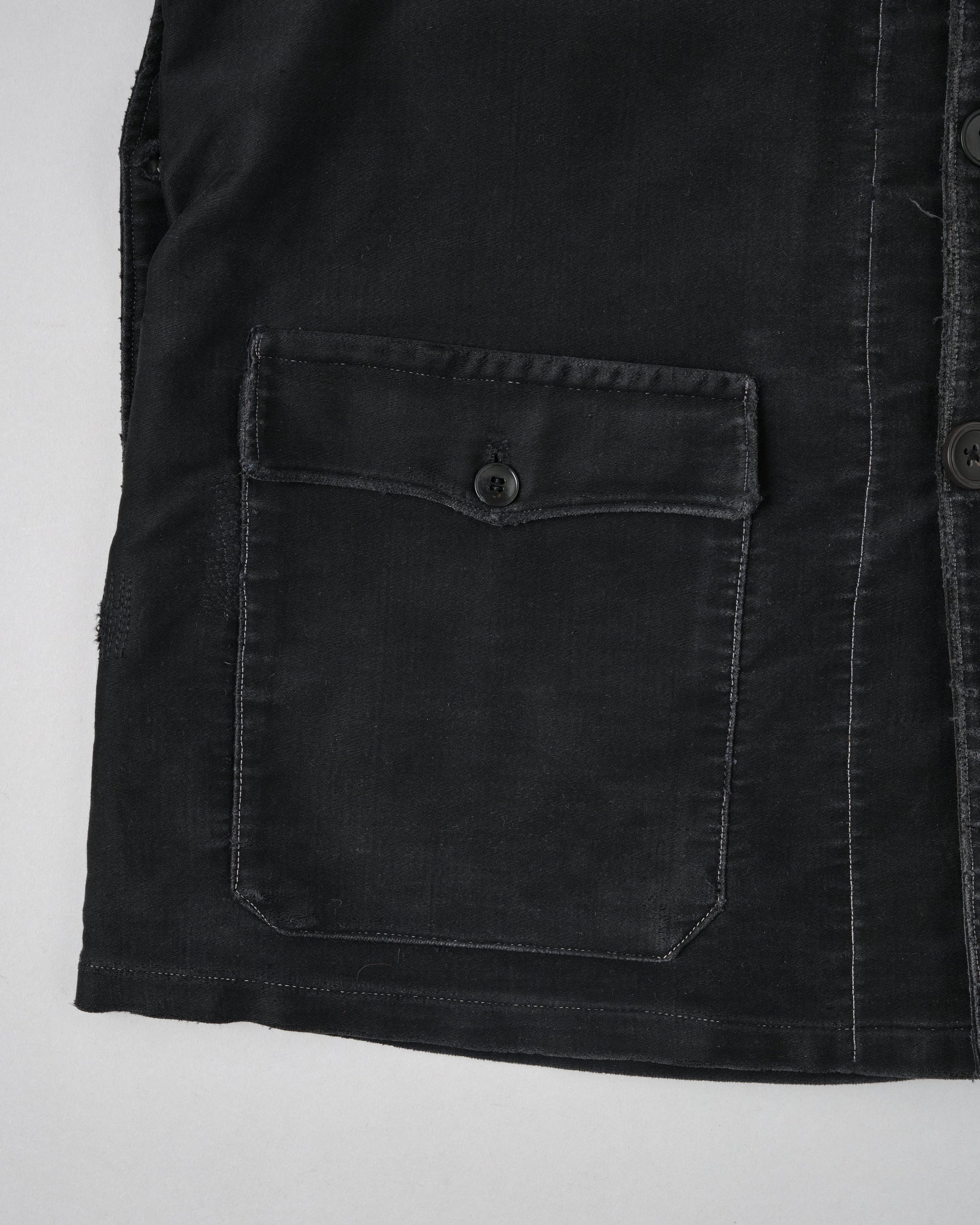 ［~30’s］French Vintage Black Moleskin Hunting Jacket "Homemade"