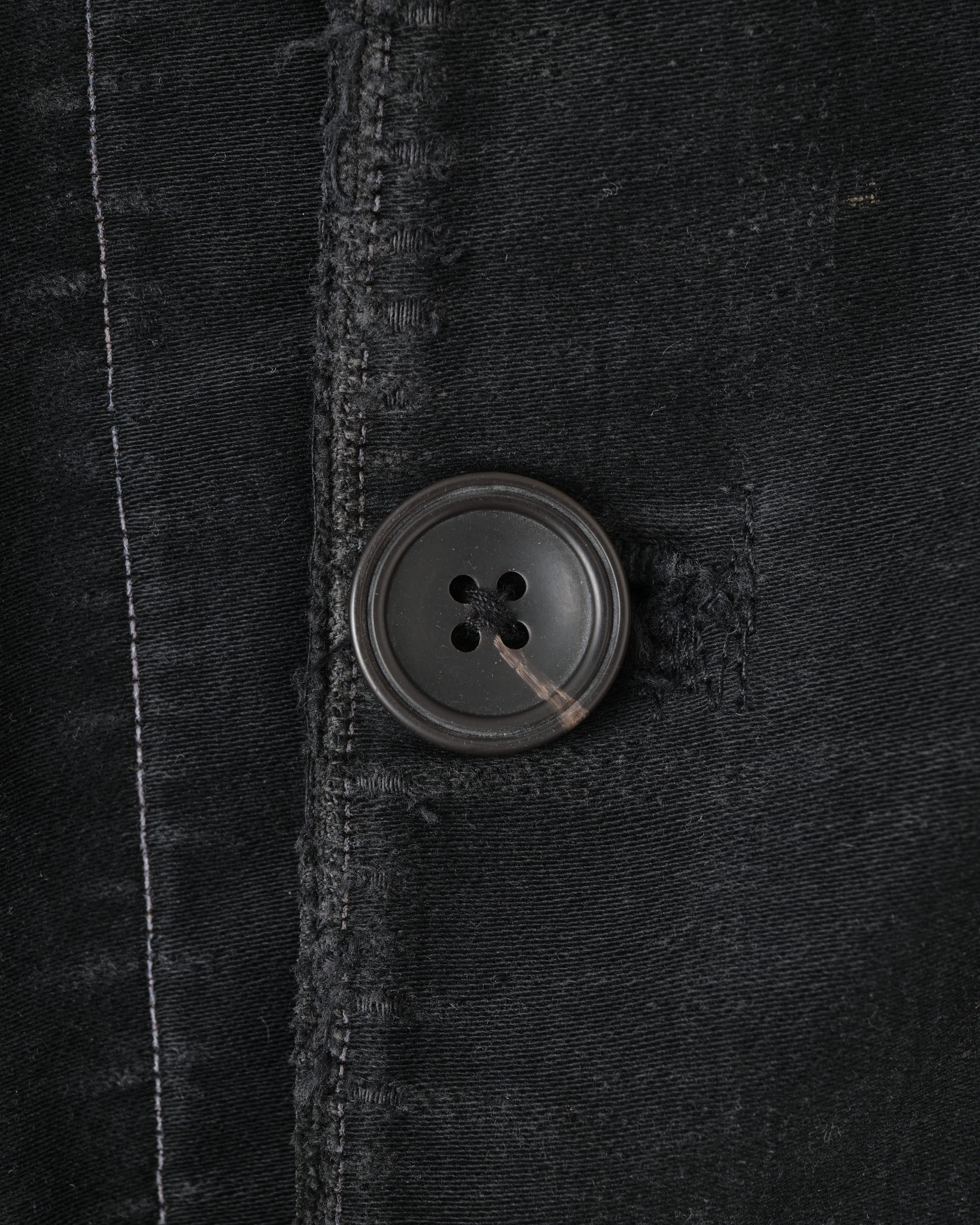 [~30's] French Vintage Black Moleskin Hunting Jacket "Homemade"
